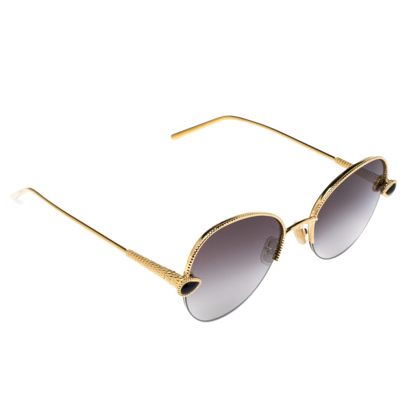 Image of Boucheron Gold Tone/ Bicolor Gradient BCS Round Sunglasses