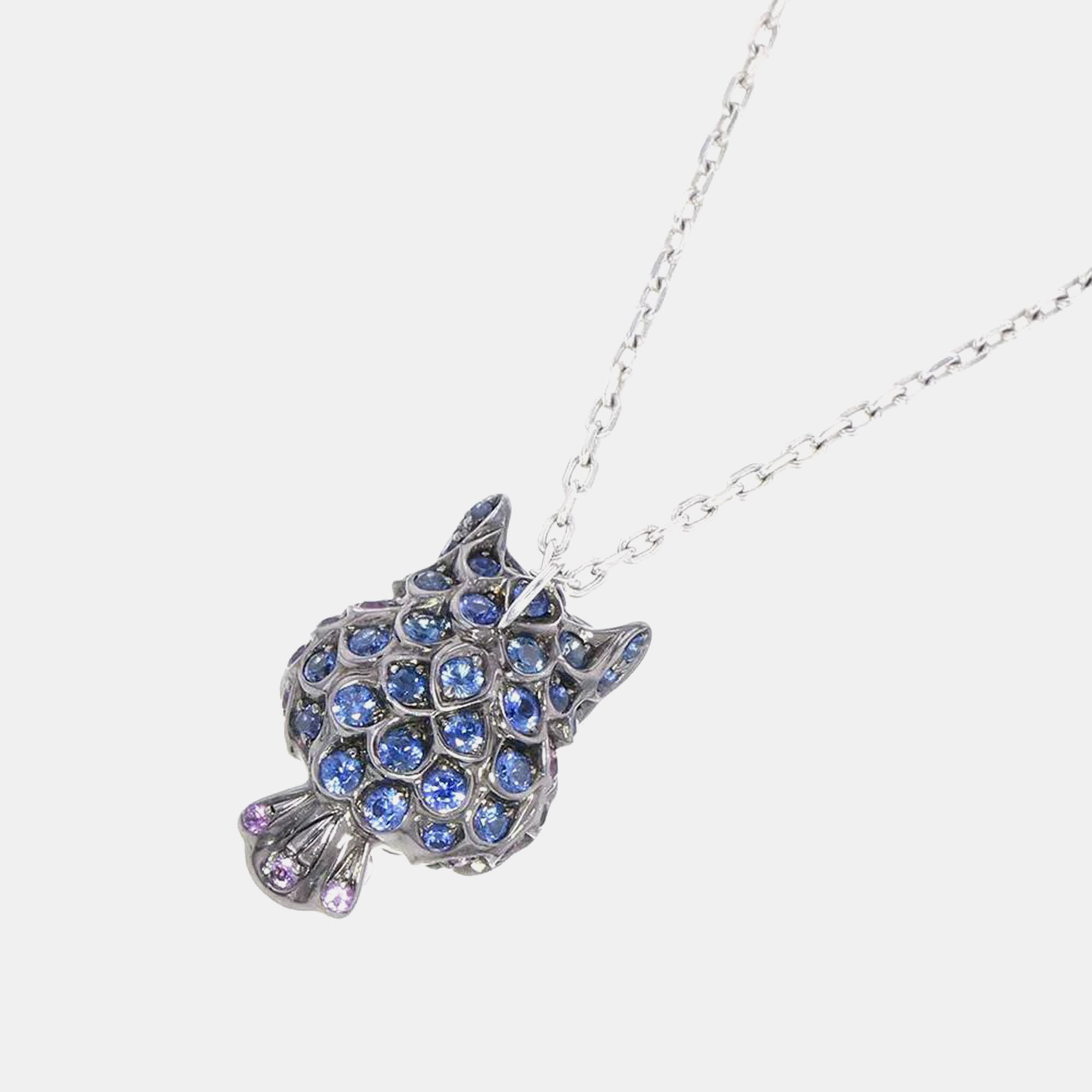 Boucheron 18K White Gold Noctua Owl Chouette Pendant Necklace