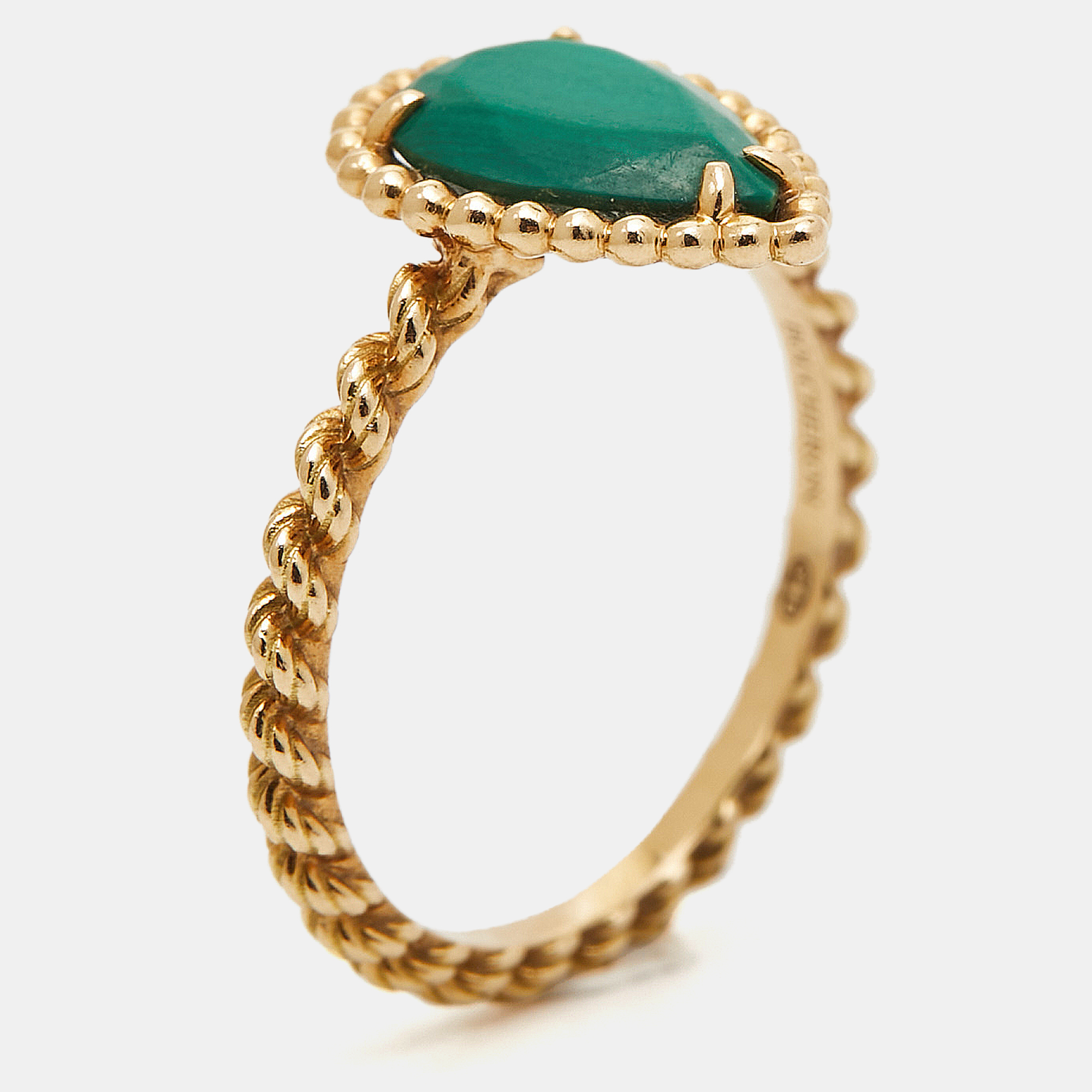 Boucheron Serpent Boheme Malachite 18k Yellow Gold S Motif Ring Size 51