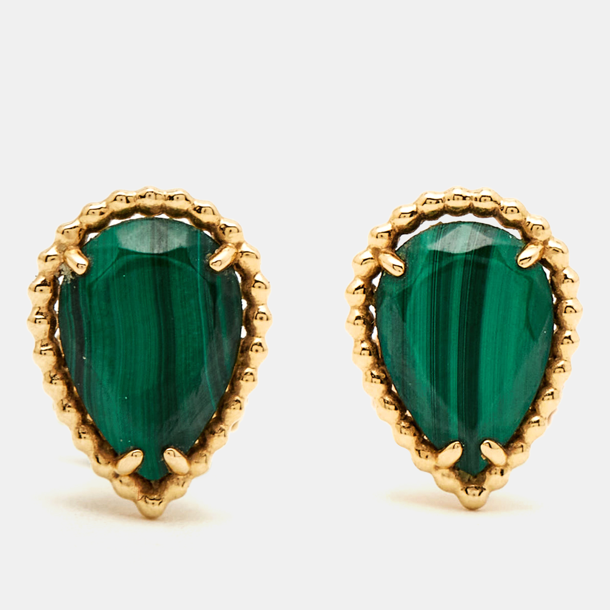 Boucheron Serpent Boheme Malachite 18k Yellow Gold S Motif Earrings
