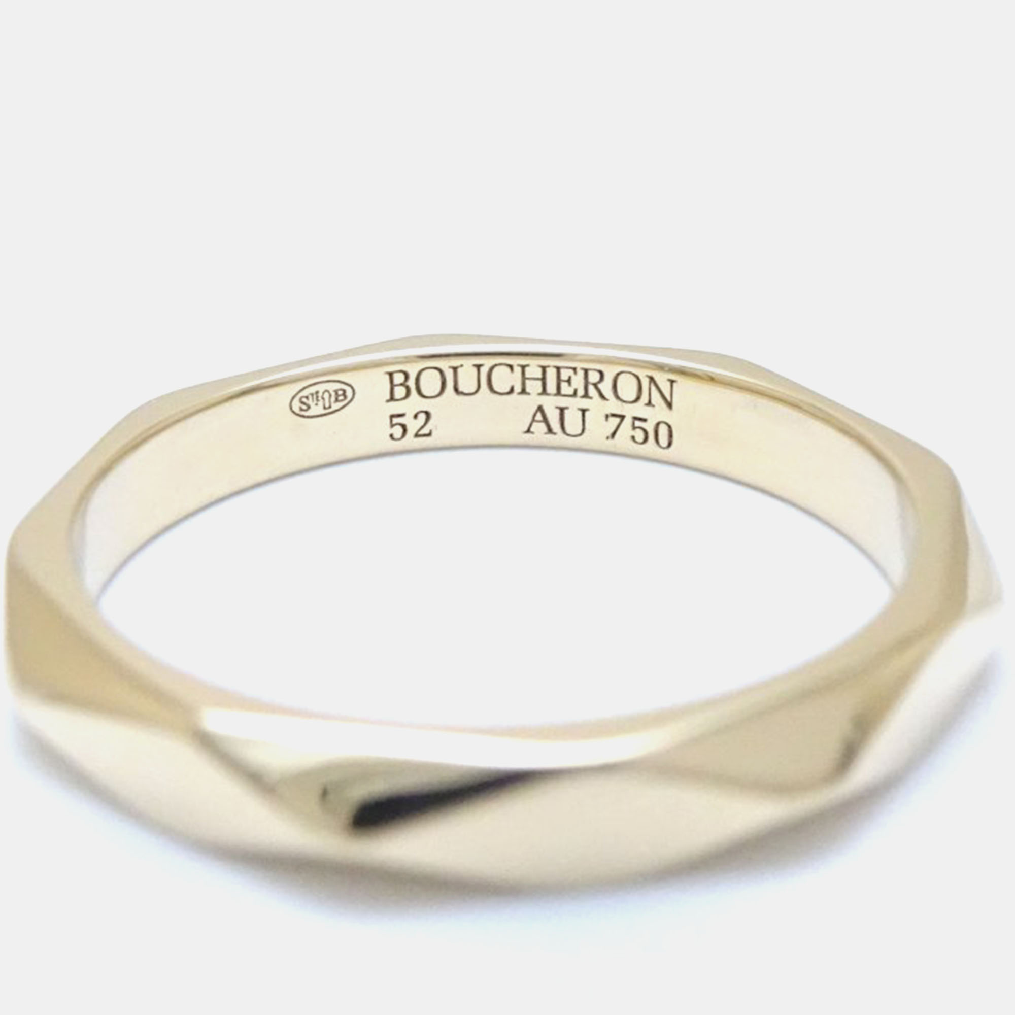 Boucheron 18K Yellow Gold Facette Band Ring EU 52