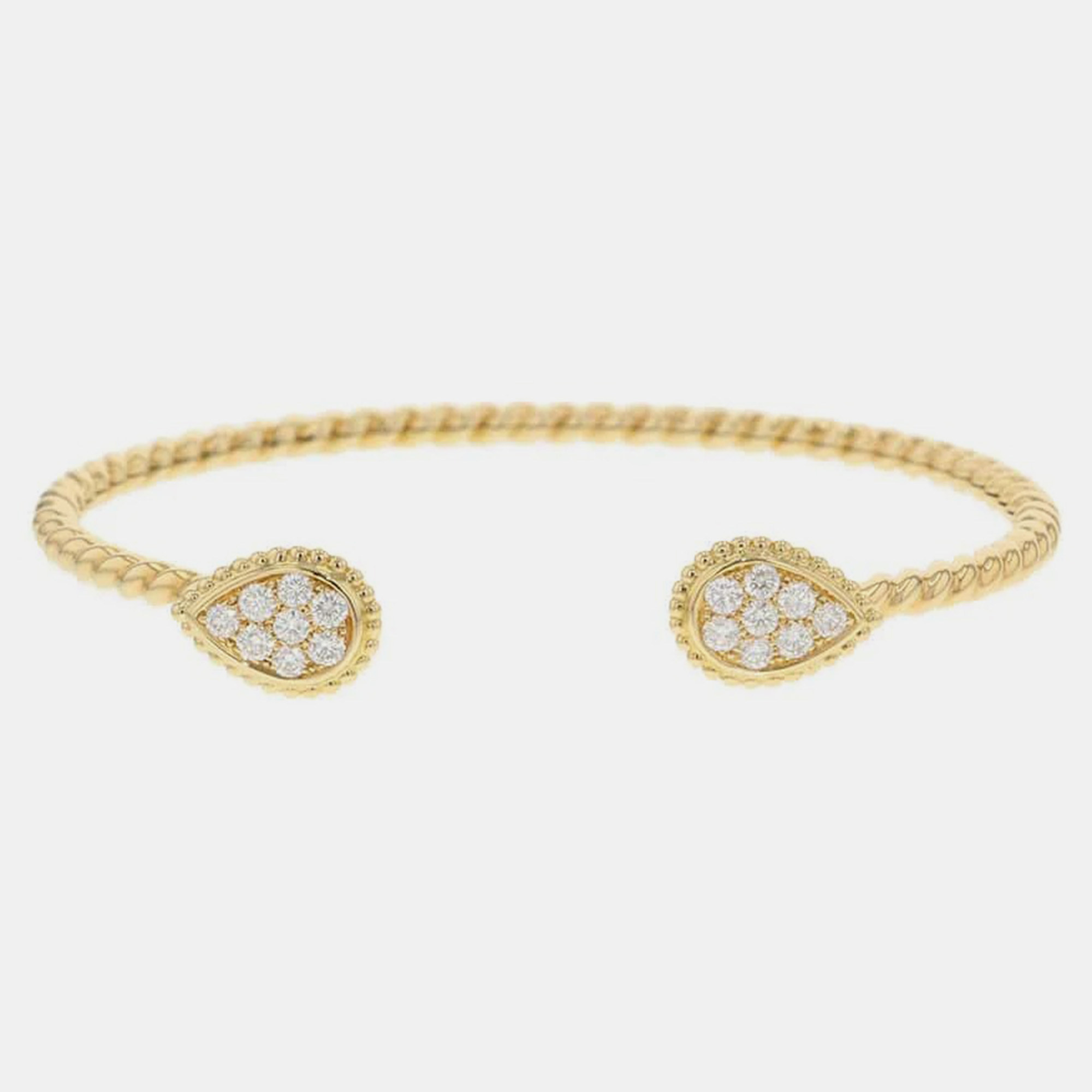 Boucheron 18K Yellow Gold and Diamond Serpent Boheme Twin Motif Bangle Bracelet