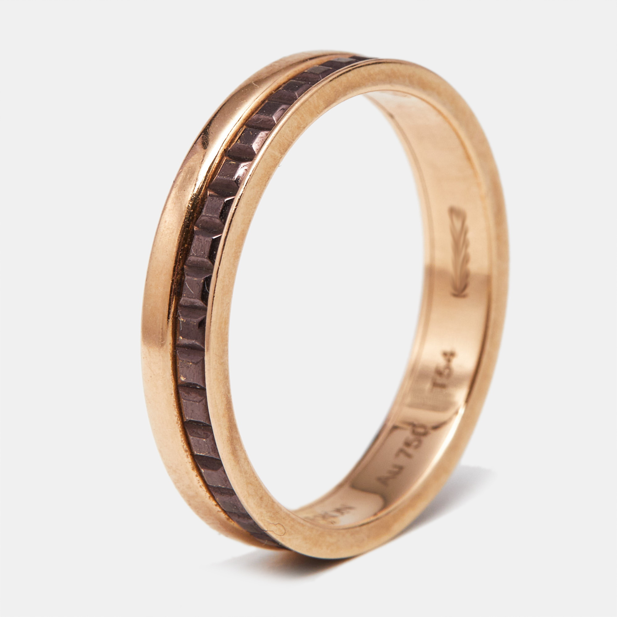Boucheron Quatre Classique Brown PVD 18k Rose Gold Wedding Band Ring Size 54