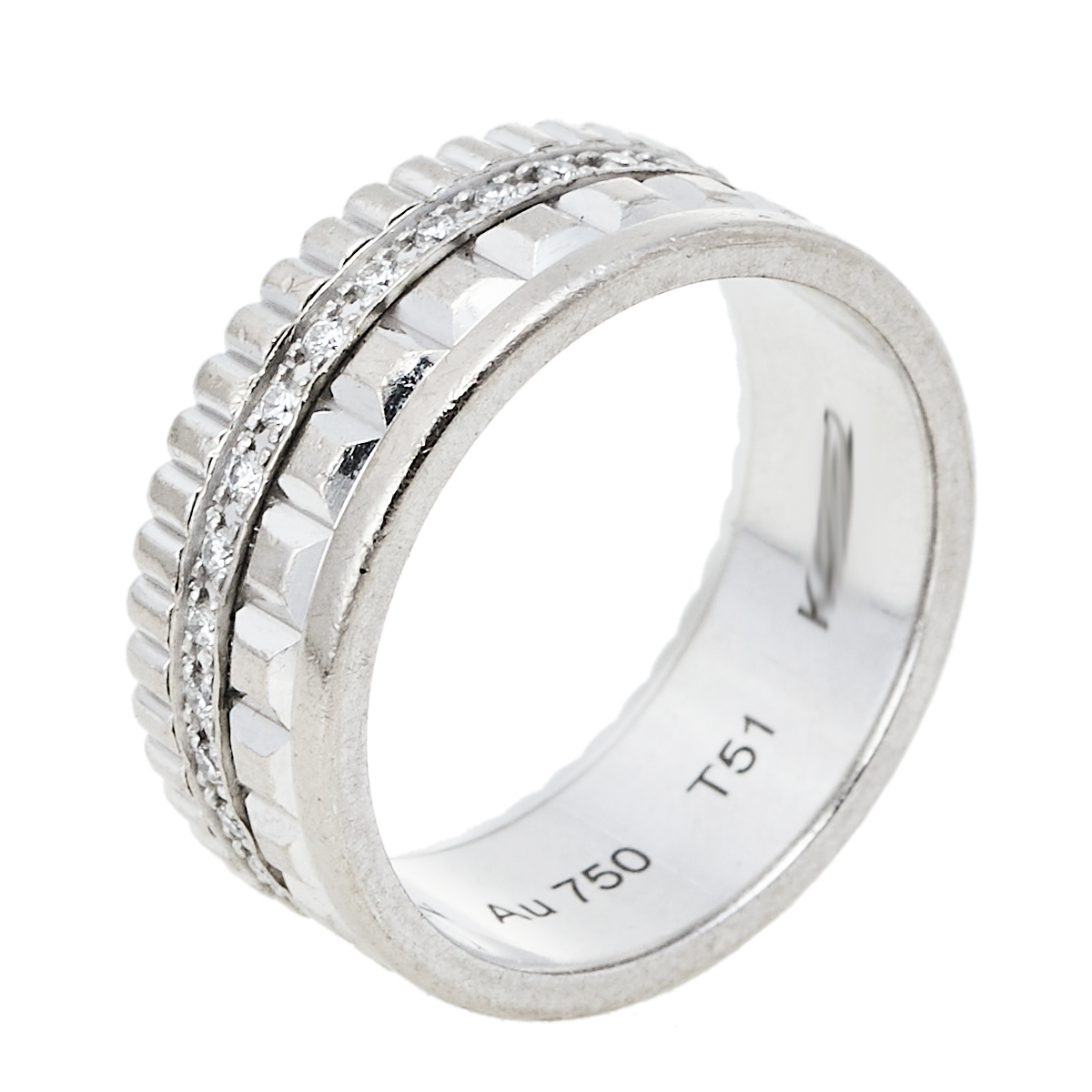Boucheron Quatre Radiant Edition Diamond 18K White Gold Small Ring Size 51