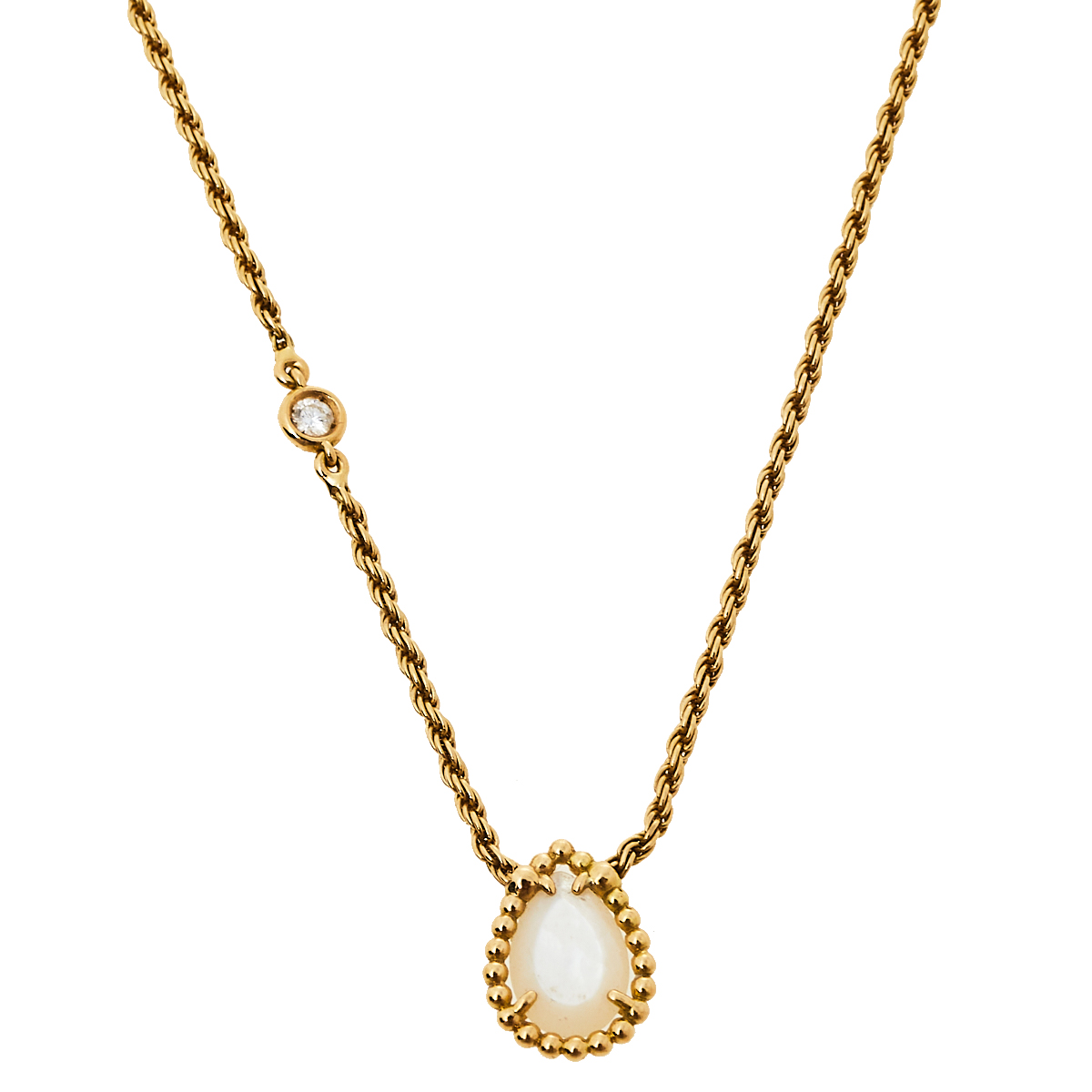 Boucheron Serpent Boheme Diamond Mother of Pearl 18K Yellow Gold Pendant Necklace XS