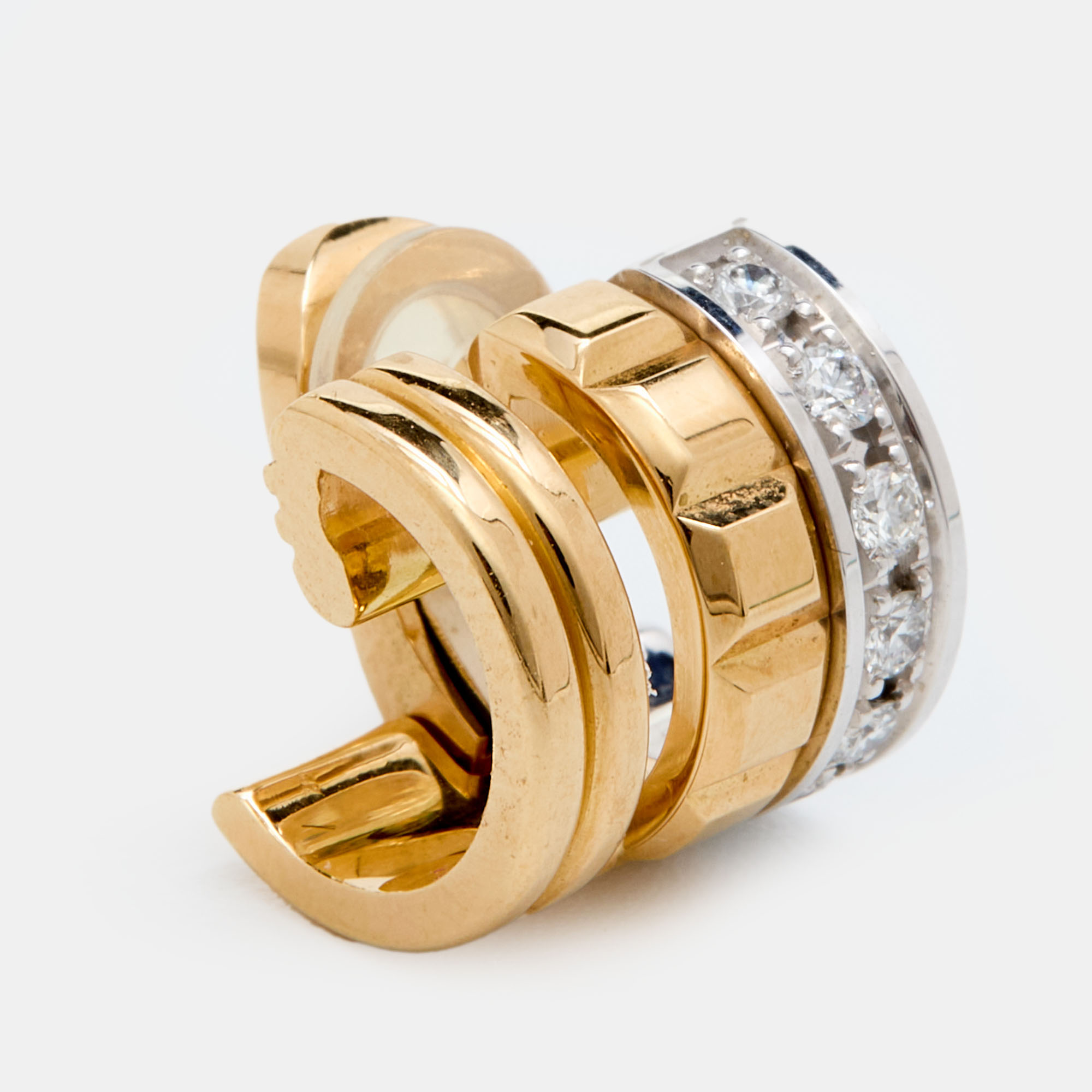 

Boucheron Quatre Radiant Edition Diamond 18K Two Tone Gold Mini Ring Single Clip Earring