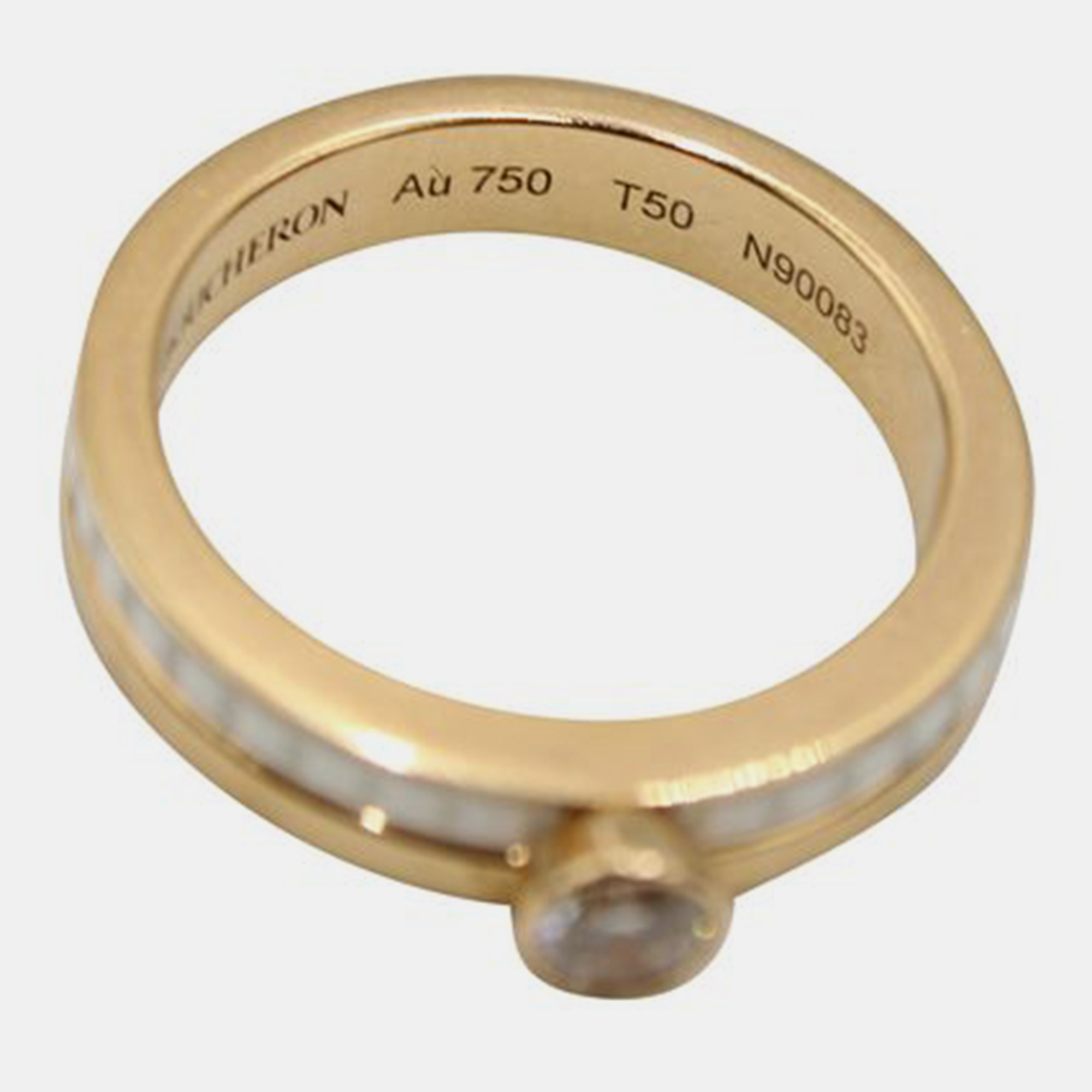 BOUCHERON Solitaire Quatre White Ceramic Ring In Yellow Gold And Diamond EU 50