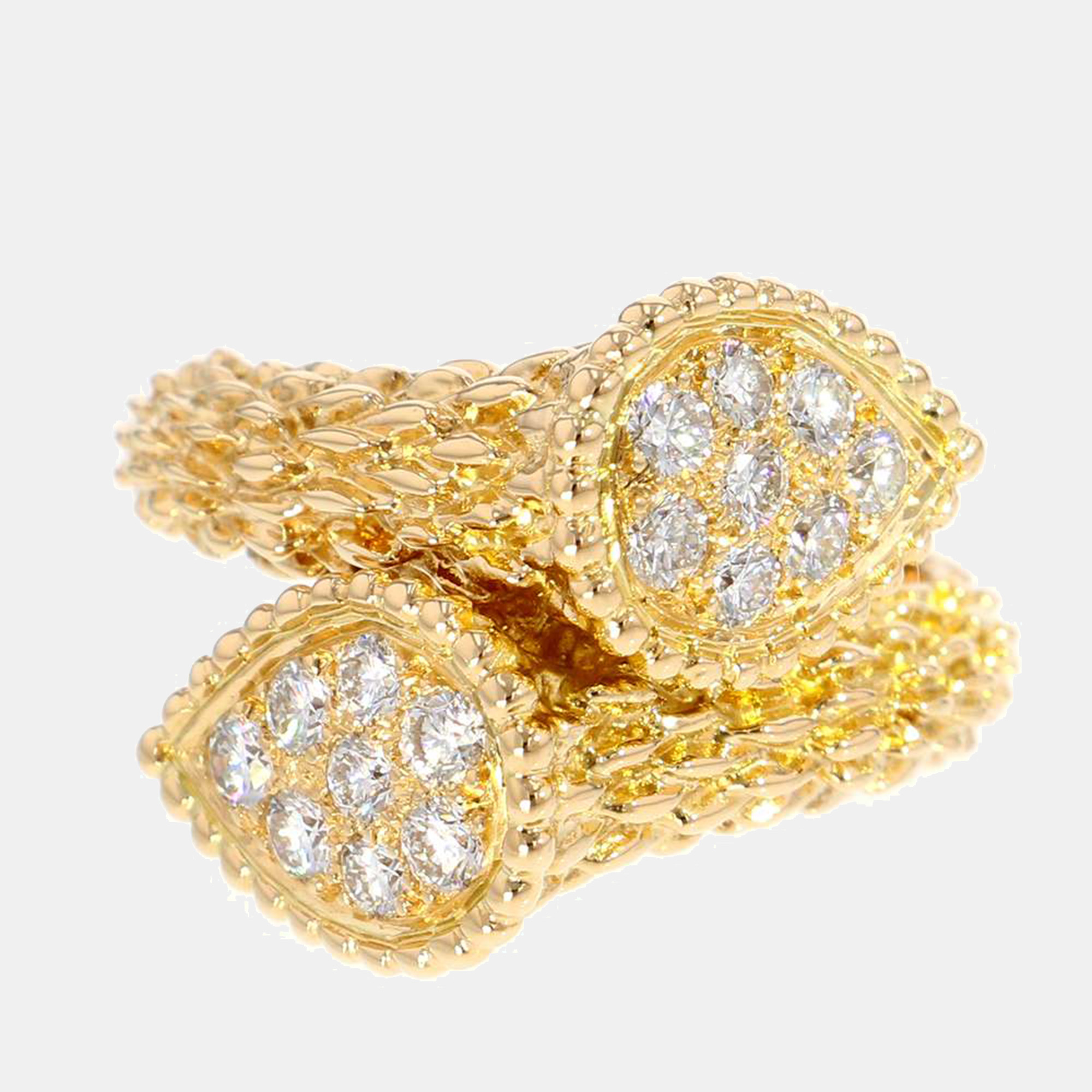 Boucheron 18K Yellow Gold Diamond Serpent Boheme Ring Size 54