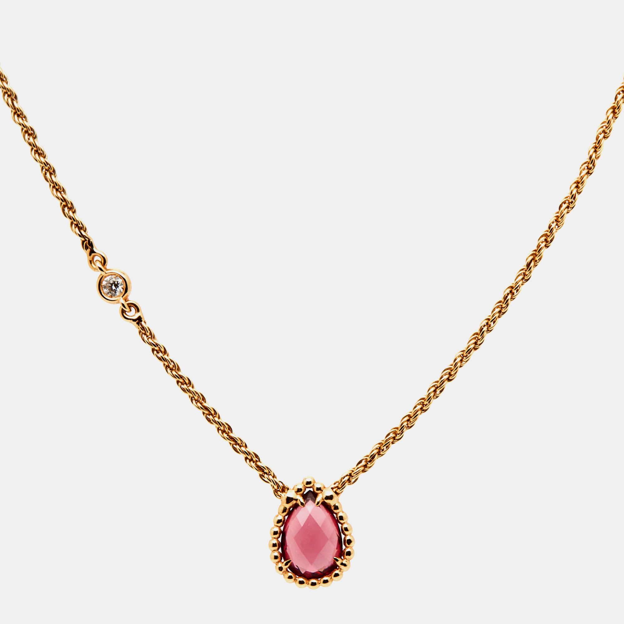 Boucheron serpent boheme rhodolite diamond 18k rose gold xs motif necklace