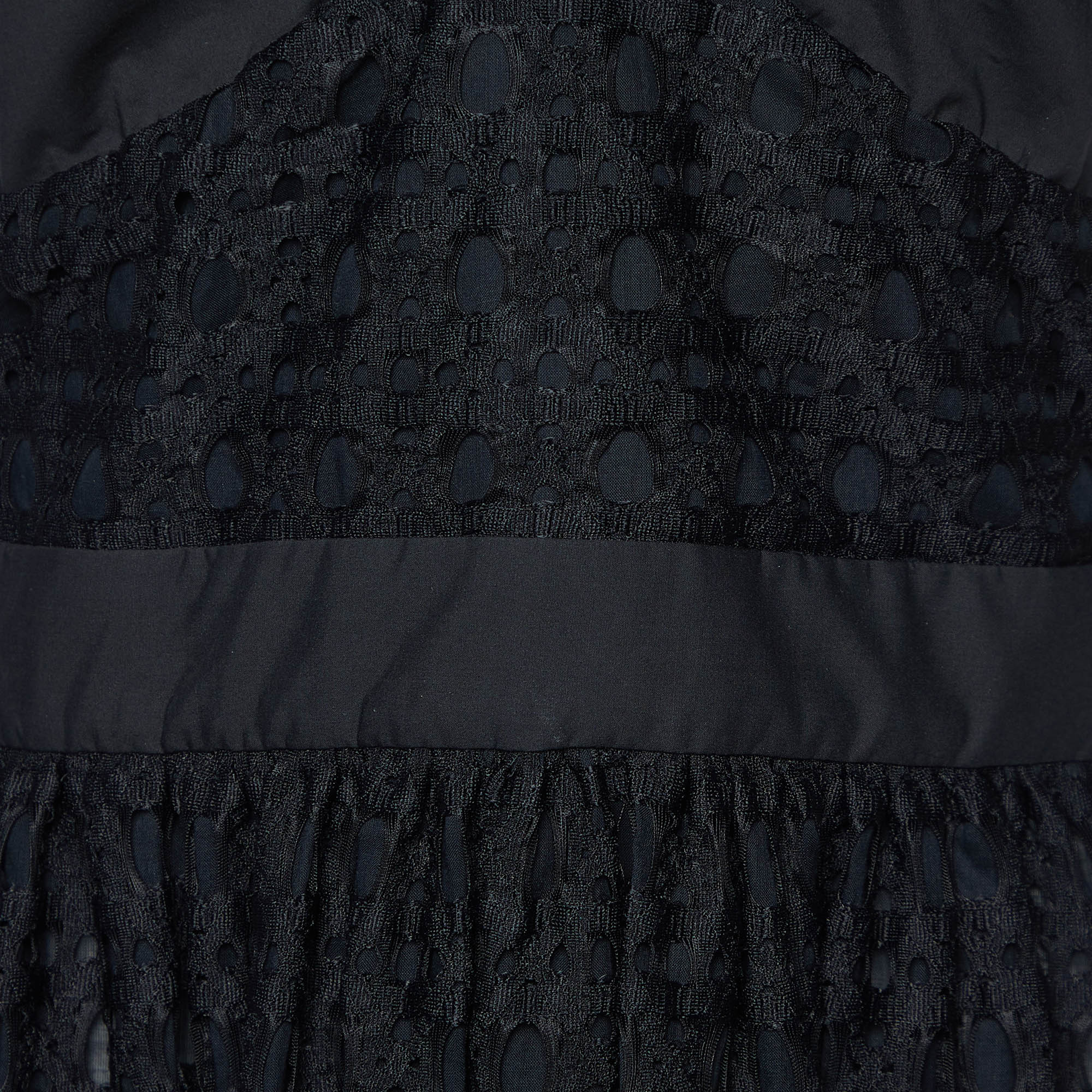 Boutique Moschino Black Lace Gathered Neck Dress M