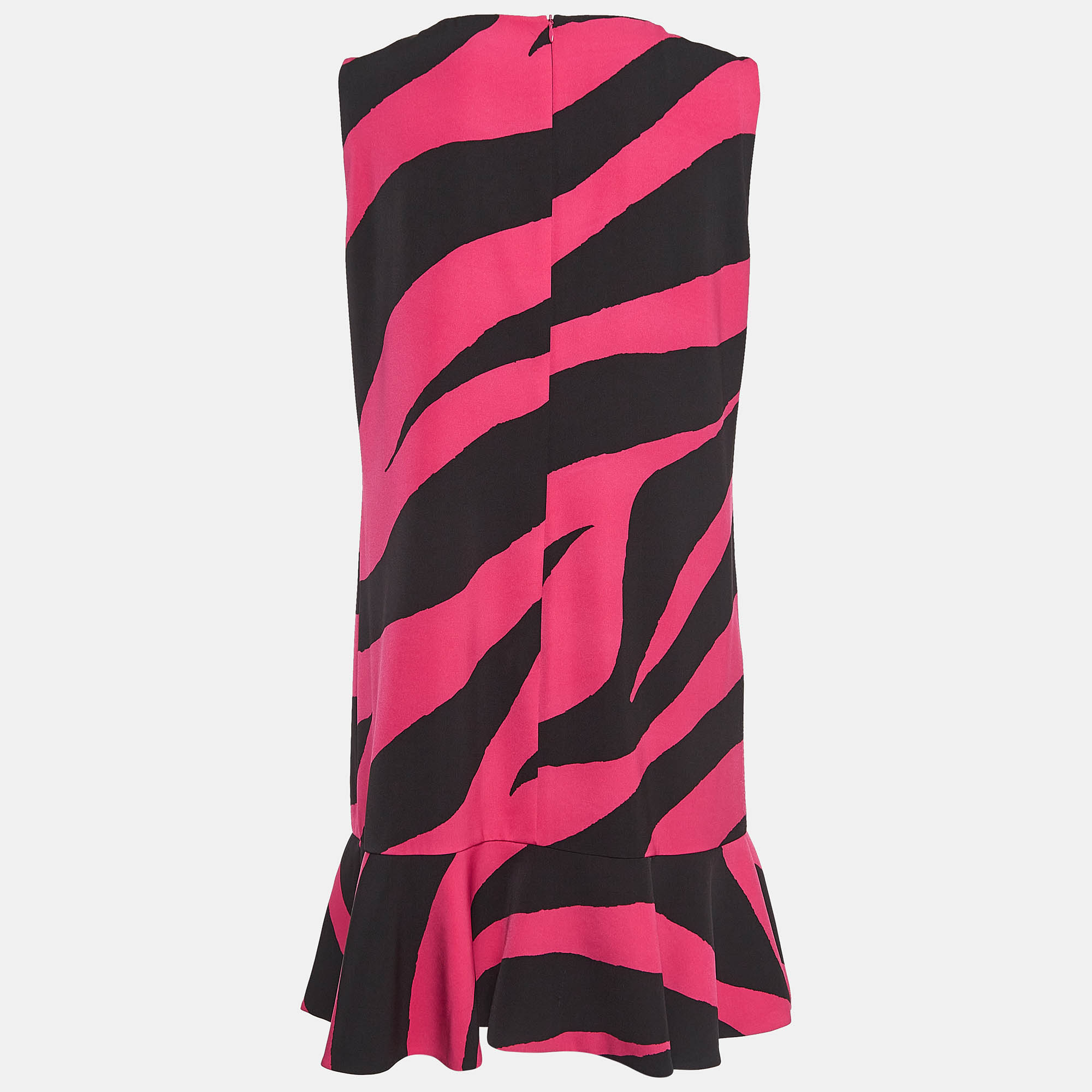 Boutique Moschino Black/Pink Zebra Print Jersey Sleeveless Dress M