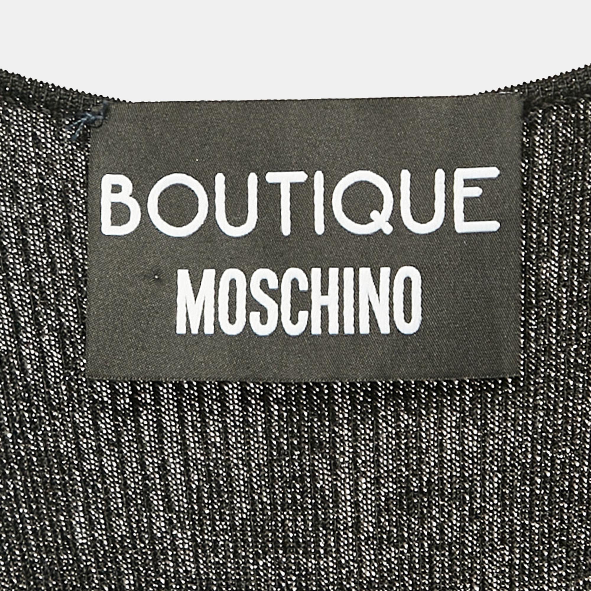 Boutique Moschino Black Lurex Knit Sleeveless Bodycon Dress M