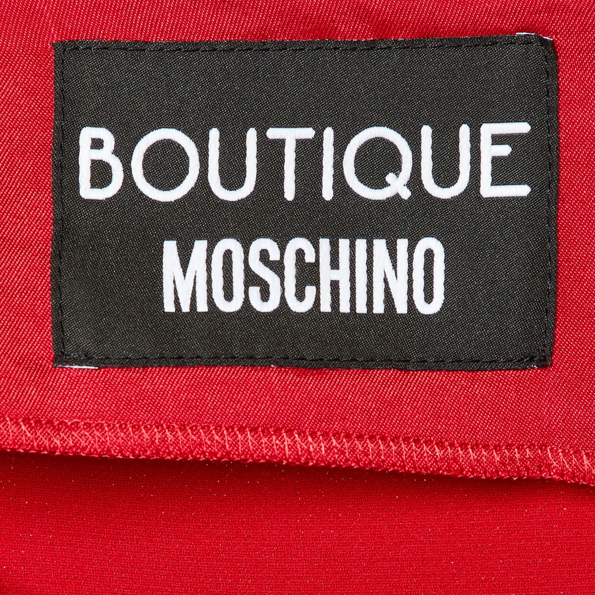 Boutique Moschino Red Crepe Flounced Mini Dress L