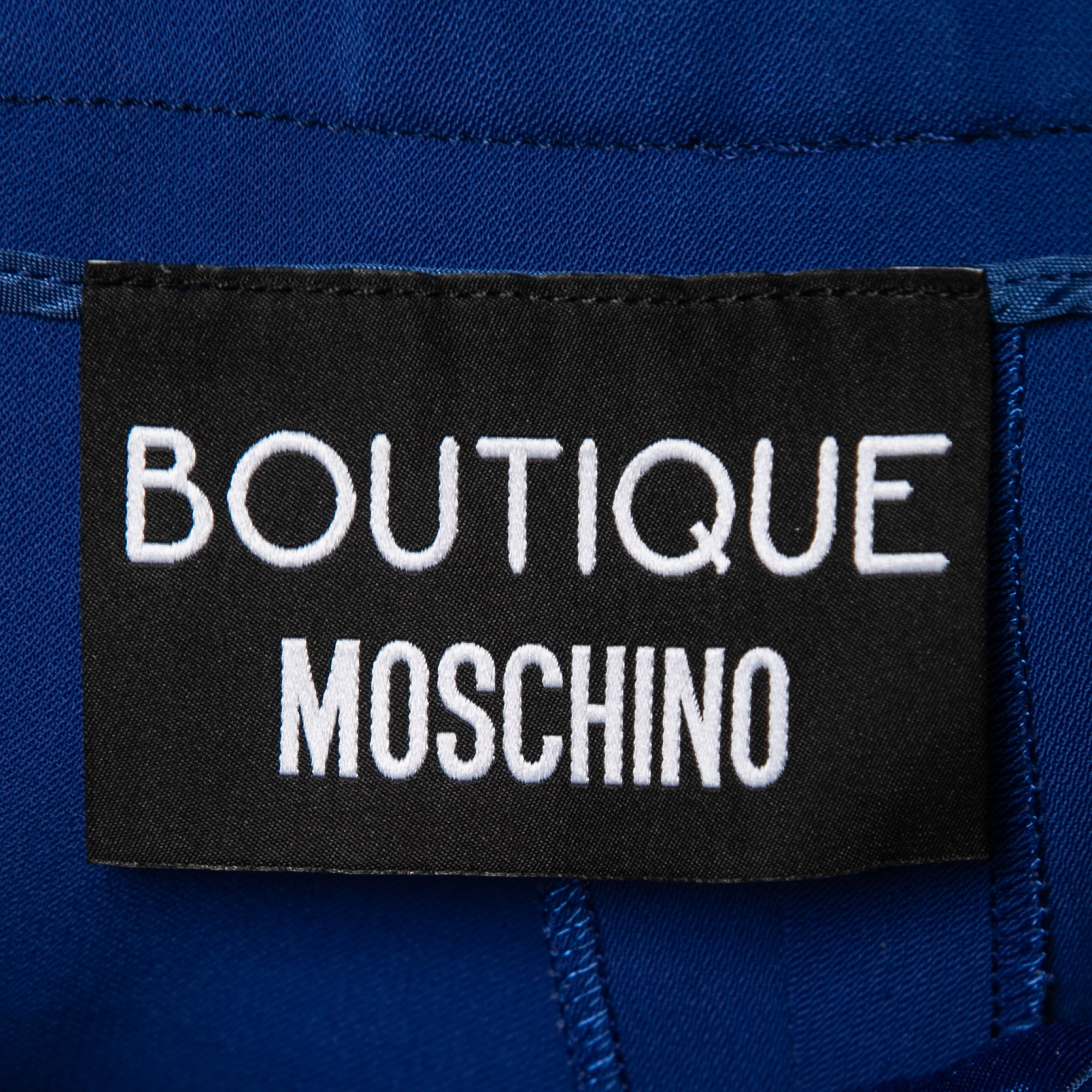 Boutique Moschino Blue Crepe Stretch Bow Detail Trousers M