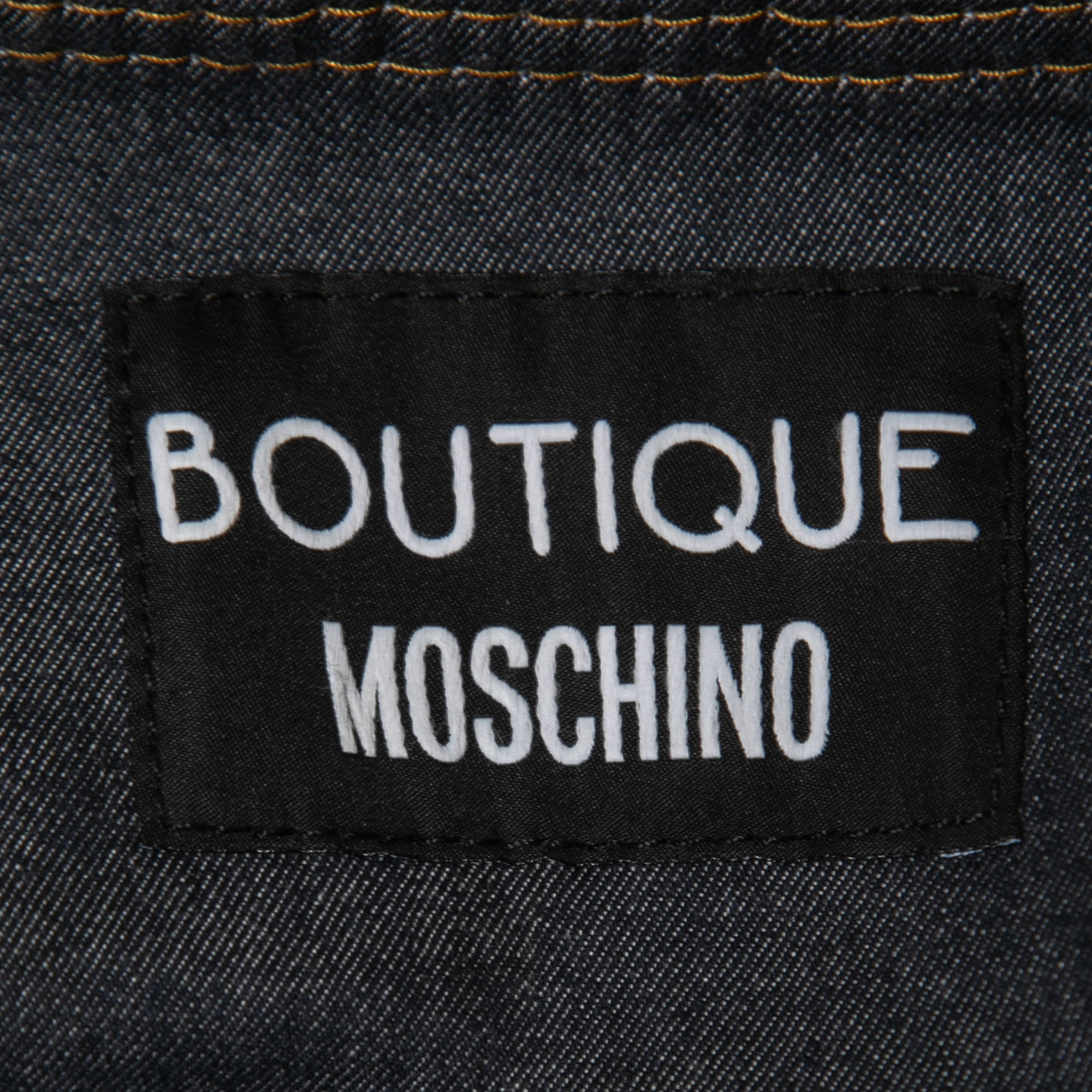 Boutique Moschino Dark Blue Denim Button Front Frill Detail Jacket L
