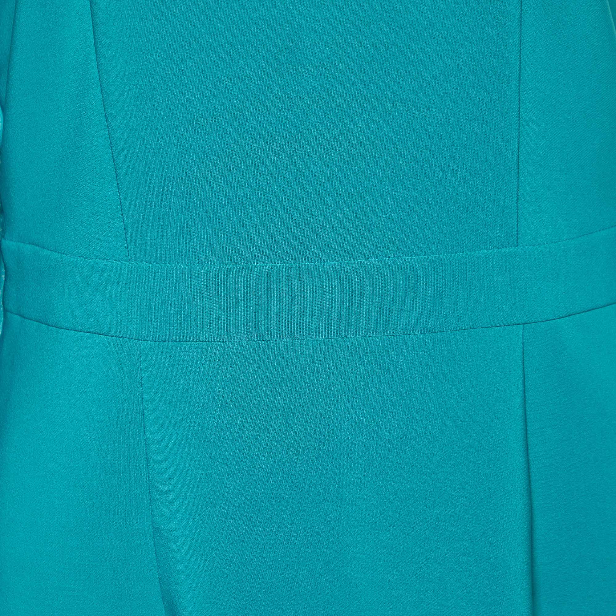 Boutique Moschino Green Crepe Ruffled Sleeveless Midi Dress S
