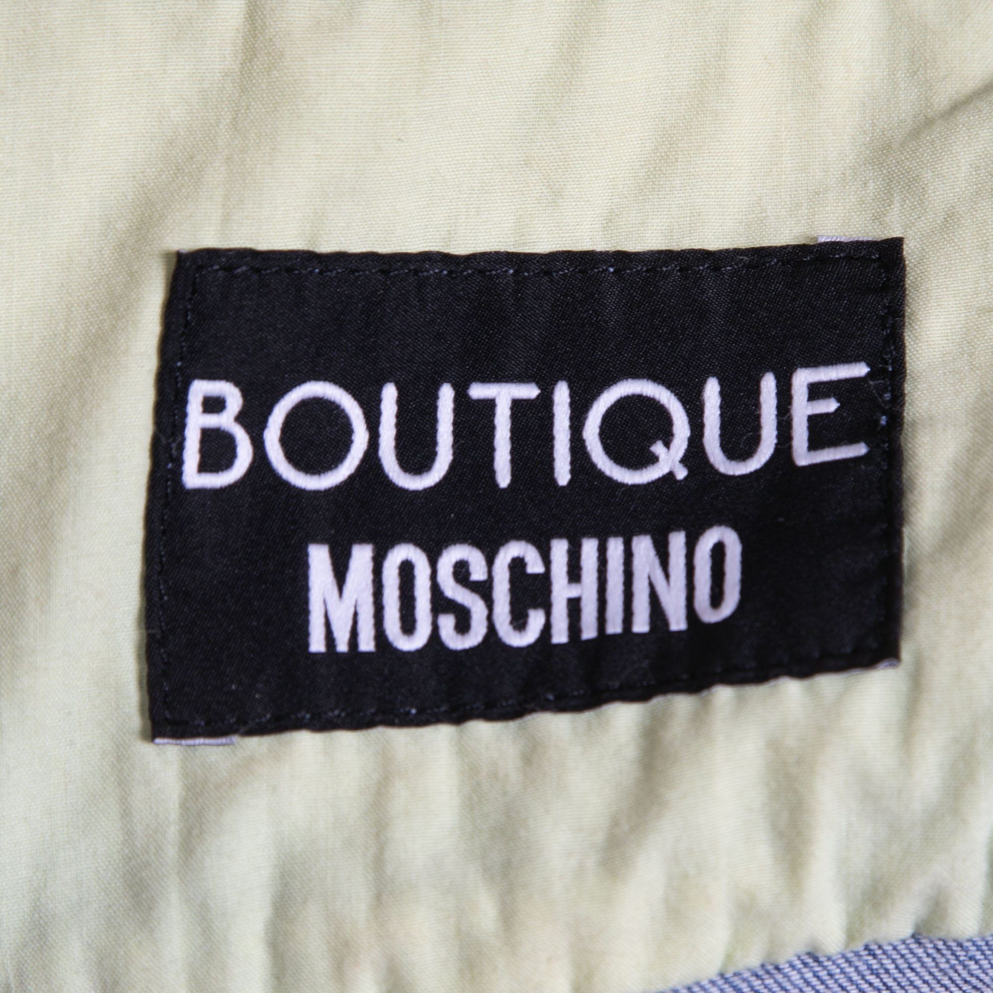 Boutique Moschino Blue Denim Zip Front Belted Top M