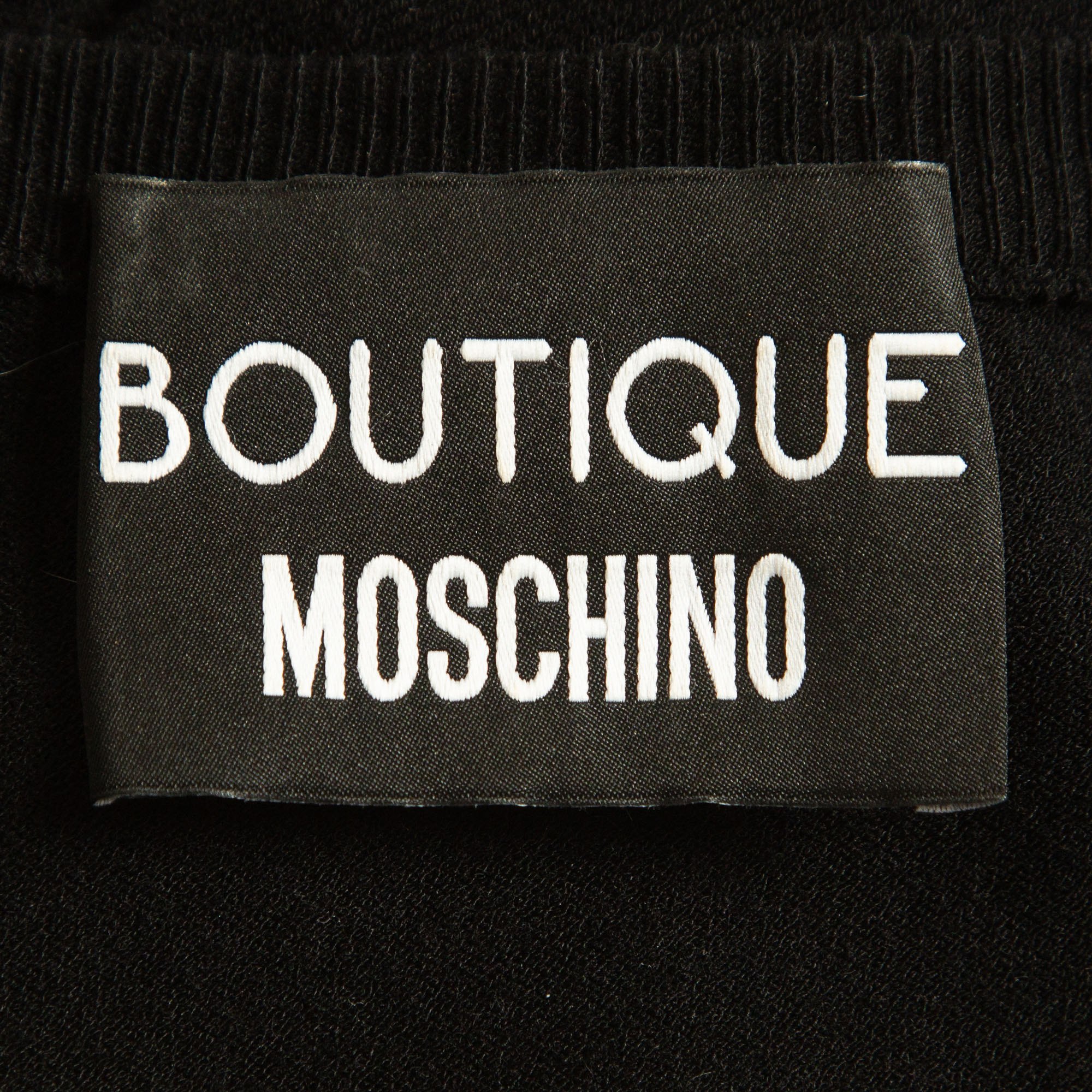 Boutique Moschino Black Knit Lace Trim Detail Top L