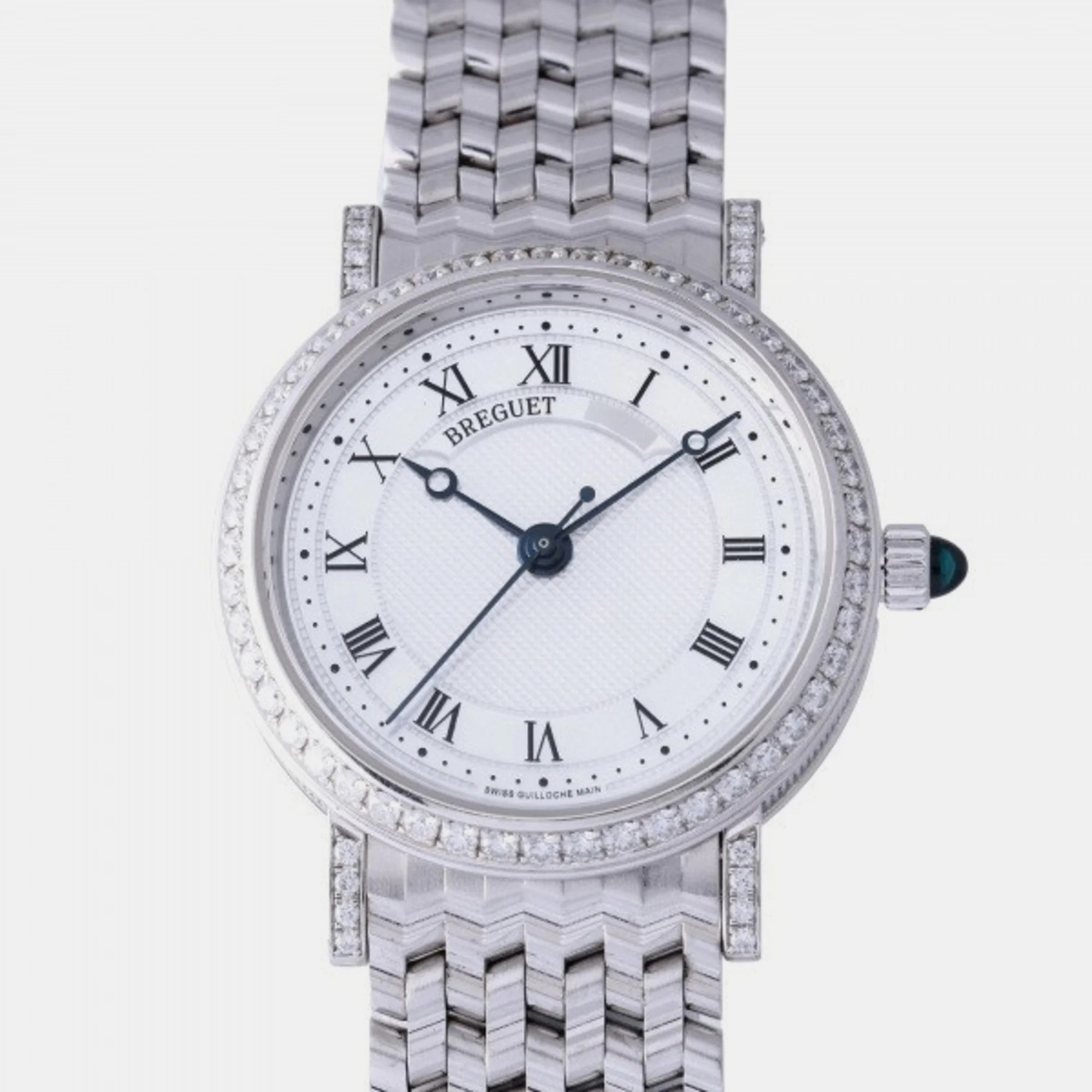 Breguet silver 18k white gold classic 8068bb/52/bc0/dd00 automatic women's wristwatch 30 mm