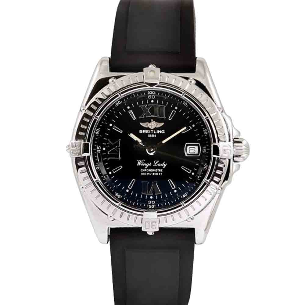 Breitling Black Stainless Steel Wings Lady Women's Wristwatch 31 MM