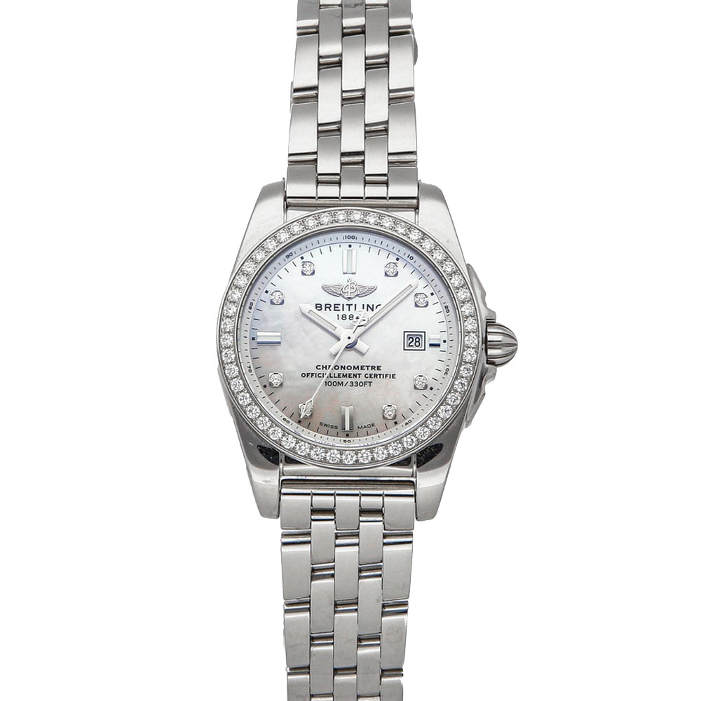 Breitling MOP Diamonds Stainless Steel Galactic D A7234853/A785 Women's Wristwatch 29 MM
