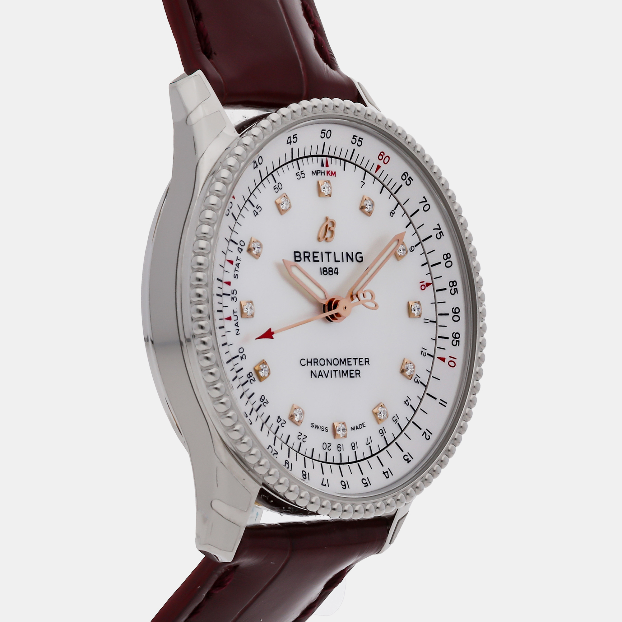 Breitling White Shell Navitimer A17395211A1P2 Automatic Women's Wristwatch 35 Mm