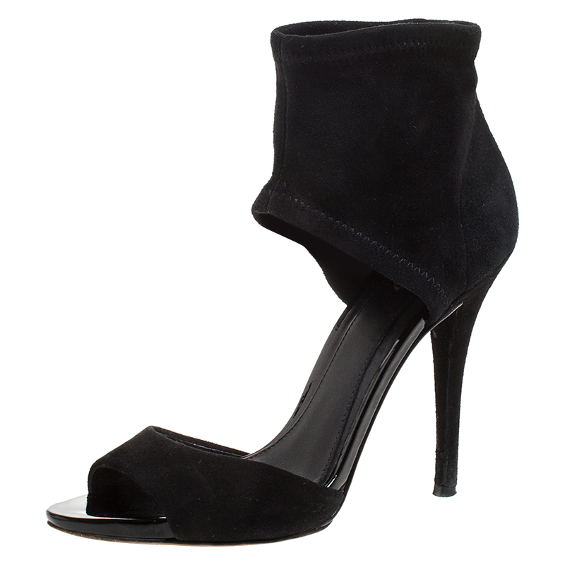 Image of Brian Atwood Black Suede Correns Ankle Cuff Sandals Size .