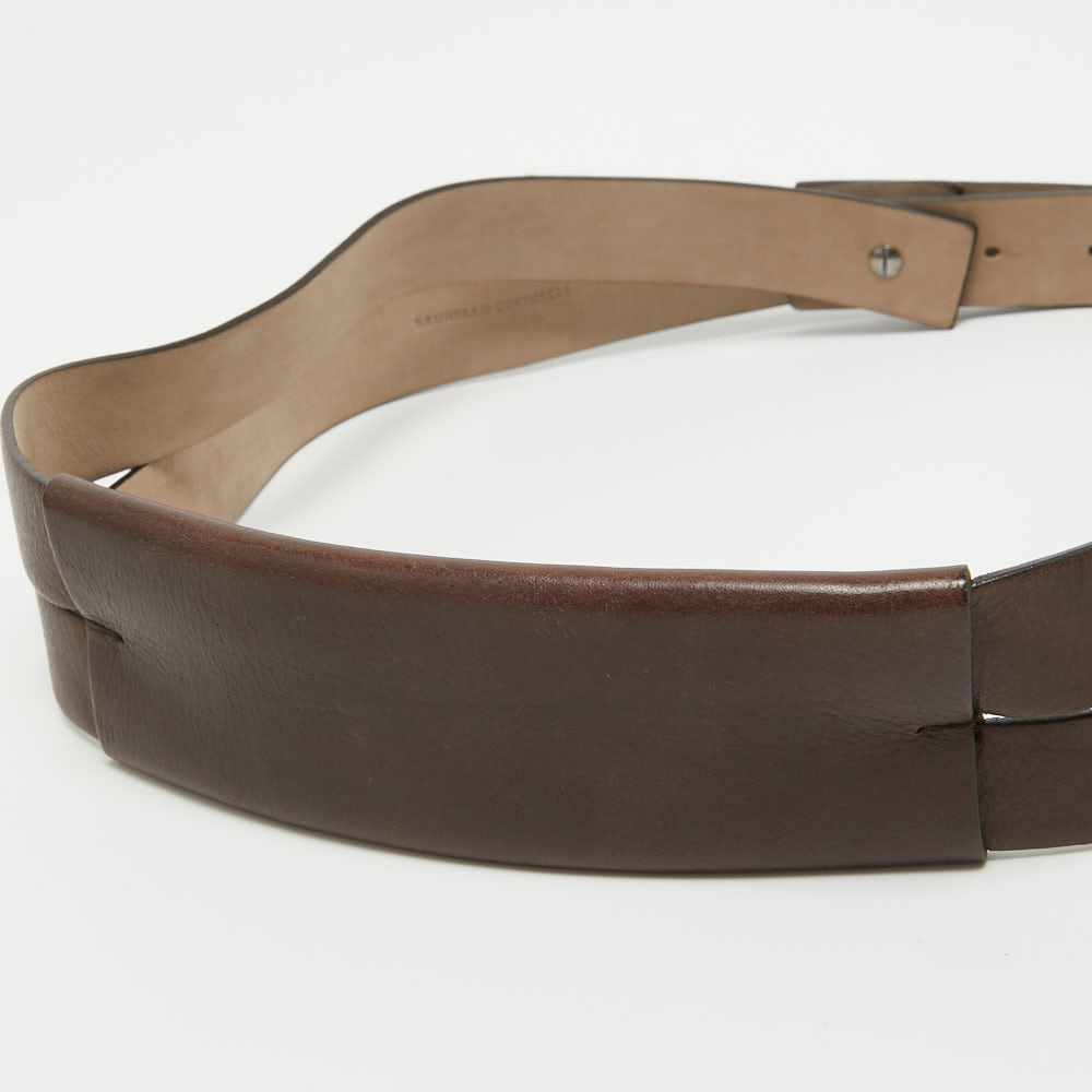 Brunello Cucinelli Dark Brown Leather Double Wrap Waist Belt M