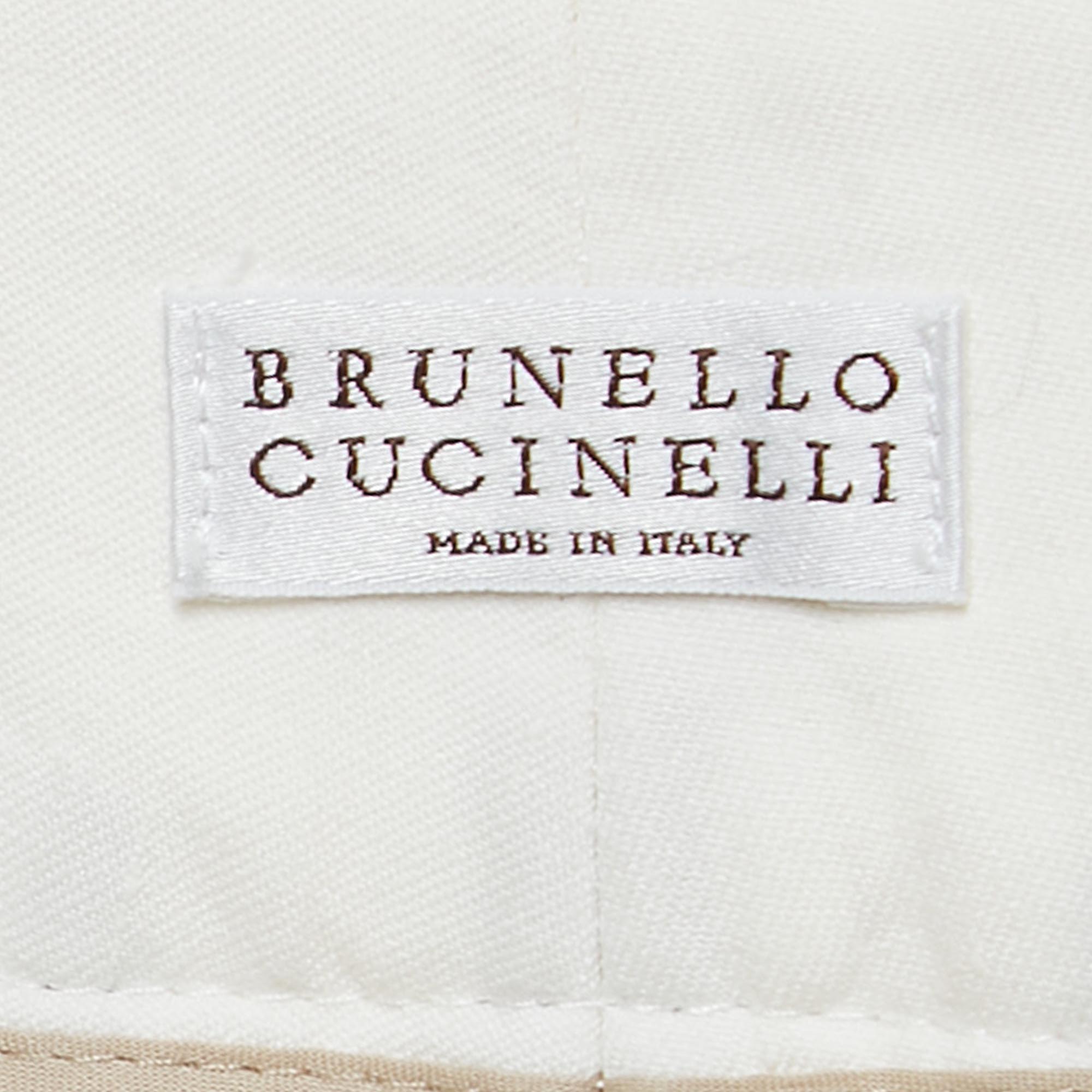 Brunello Cucinelli White Linen Blend Tapered Trousers S