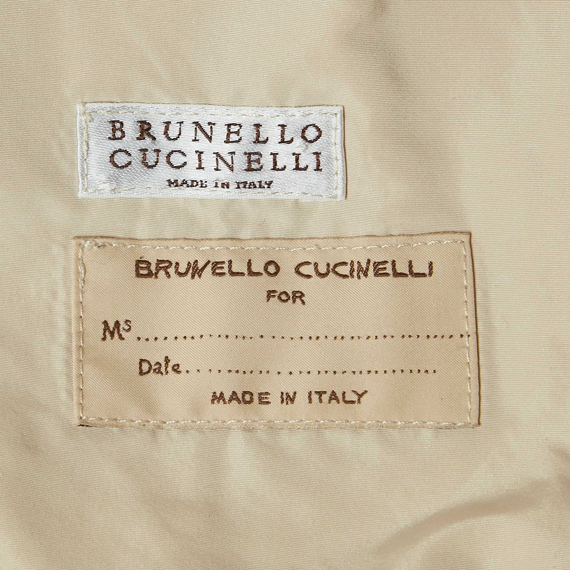 Brunello Cucinelli Beige Monili Synthetic Taffeta Swing Jacket M