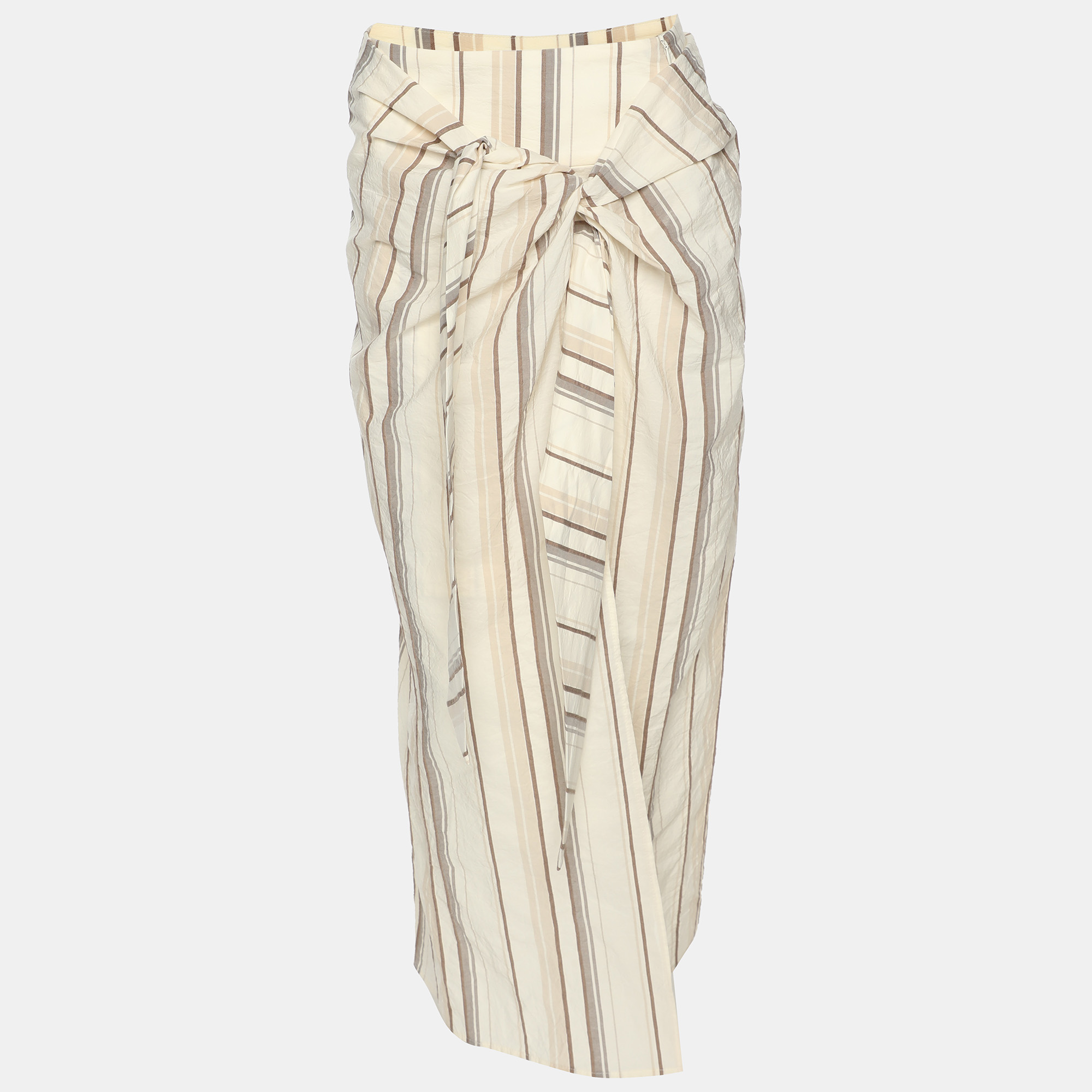 Brunello Cucinelli Cream Stripe Print Cotton Blend Long Skirt S
Brunello Cucinelli Cream Stripe Print Cotton Blend Long Skirt S