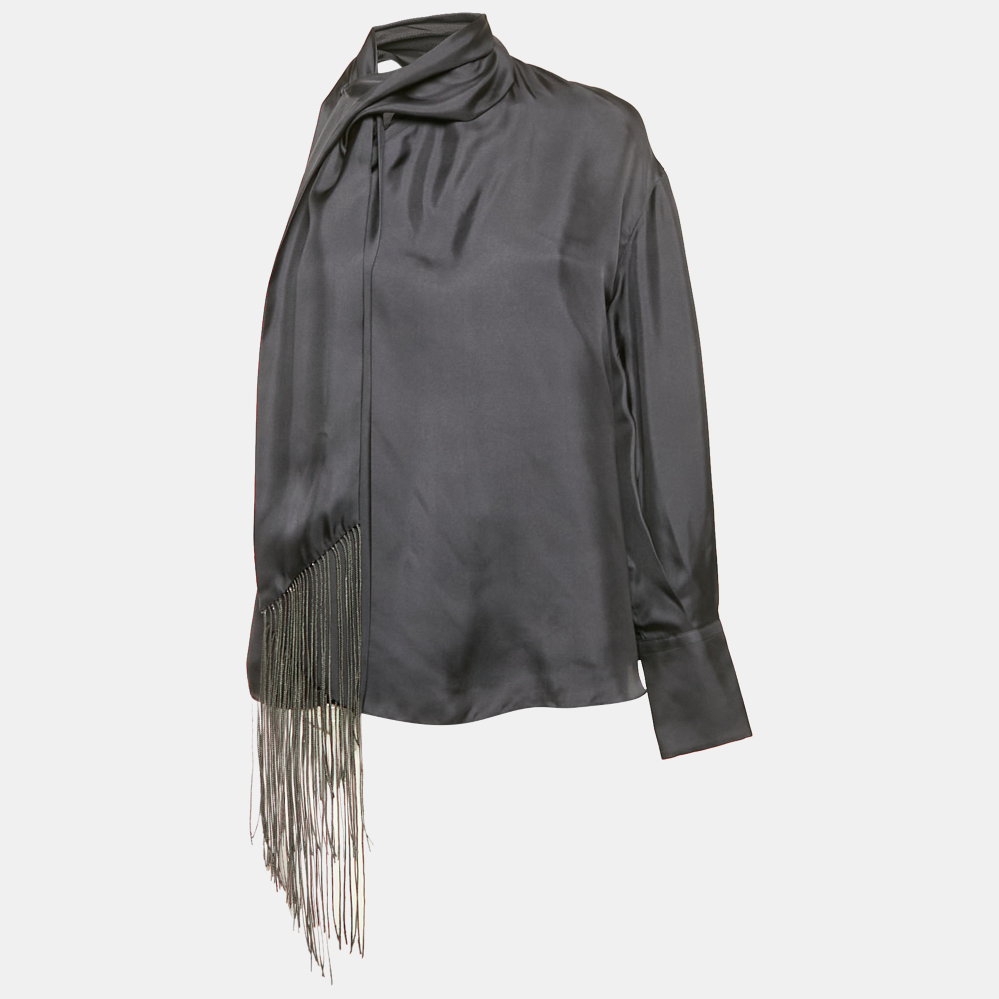 Brunello Cucinelli Blue Monili Detail Silk Asymmetric Sleeve Top S
Brunello Cucinelli Blue Monili Detail Silk Asymmetric Sleeve Top S