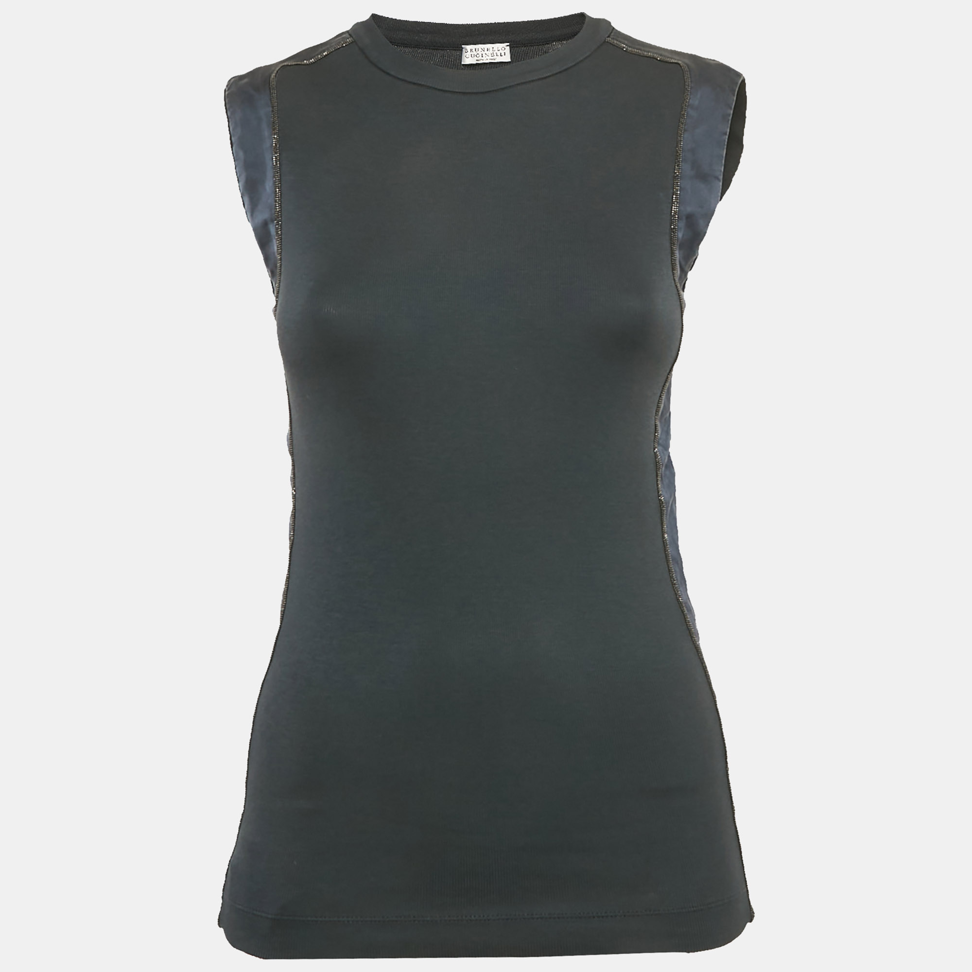 Brunello Cucinelli Blue Rib Knit Monili Detail Sleeveless Top S
Brunello Cucinelli Blue Rib Knit Monili Detail Sleeveless Top S