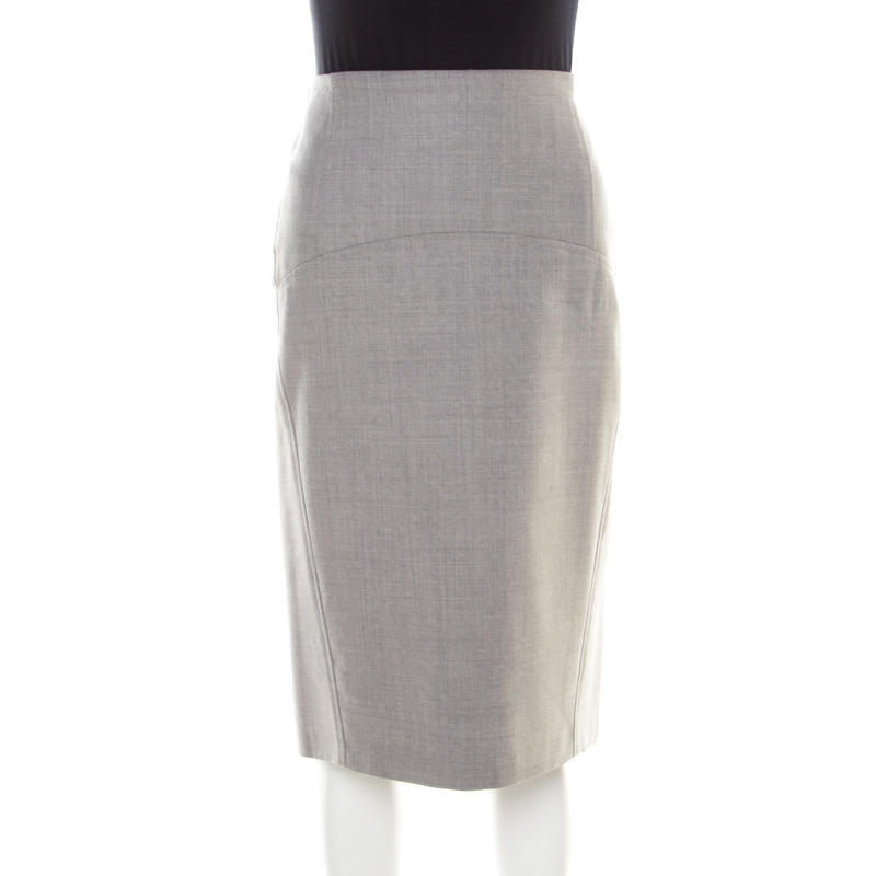 Image of Brunello Cucinelli Grey Wool Pencil Skirt L