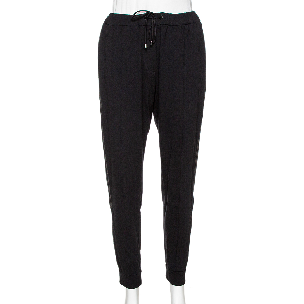 Image of Brunello Cucinelli Black Cotton Monili Embellished Track Pants M