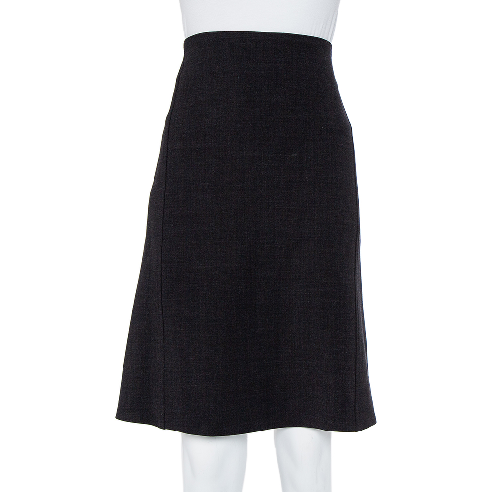 Brunello Cucinelli Black Wool Knee Length Skirt L