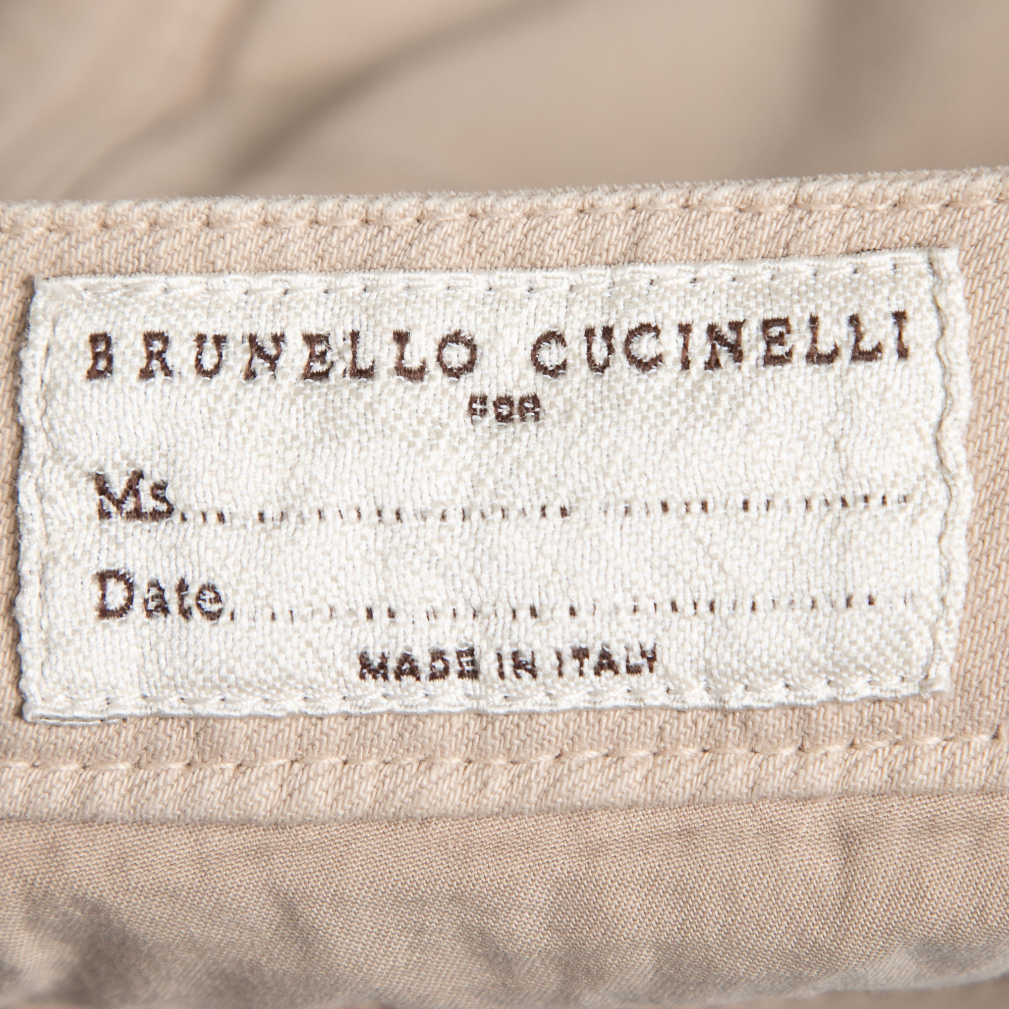 Brunello Cucinelli Beige Cotton Bead Trim Detail Trousers XL