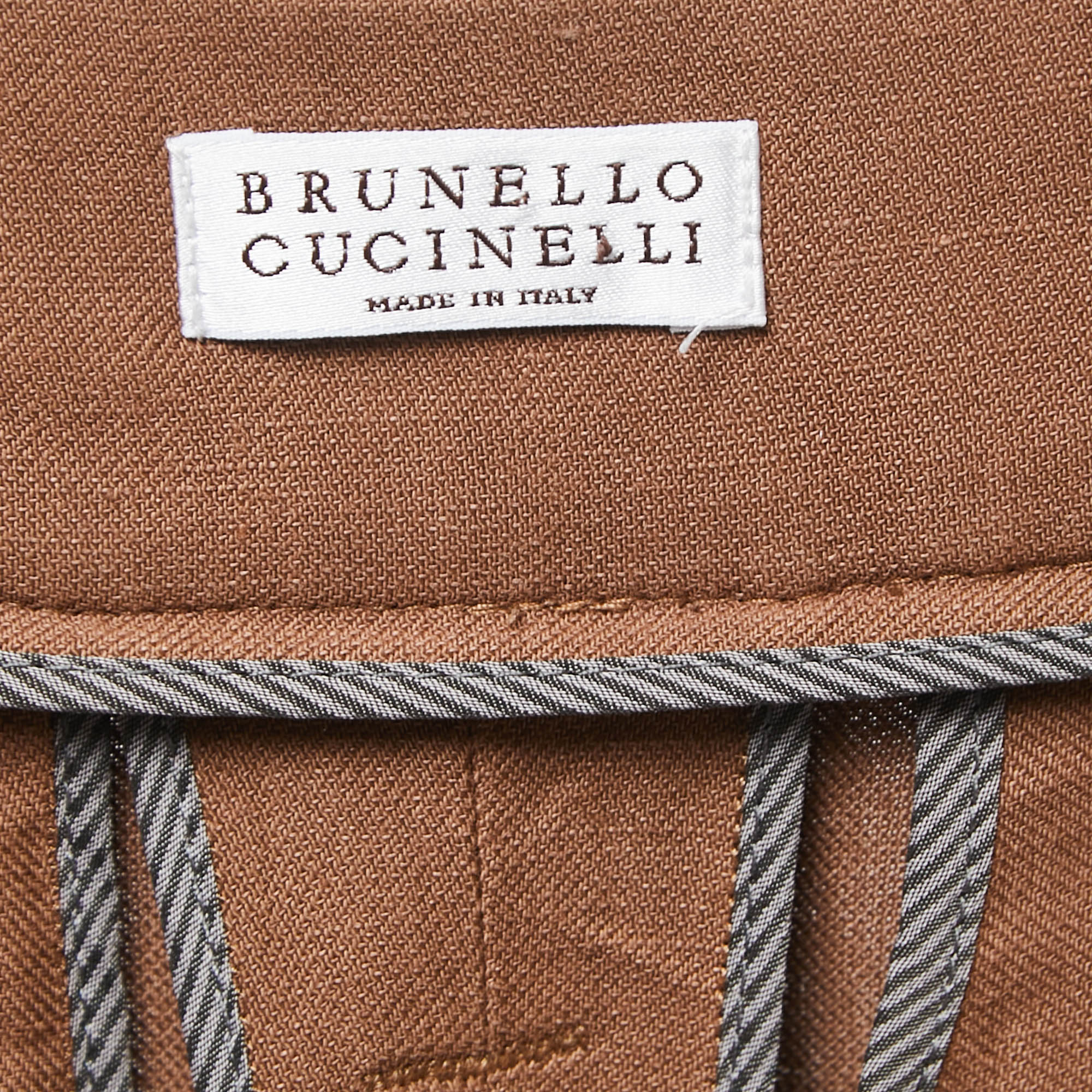 Brunello Cucinelli Brown Linen Blend Pleat Detailed Bermuda Shorts M
