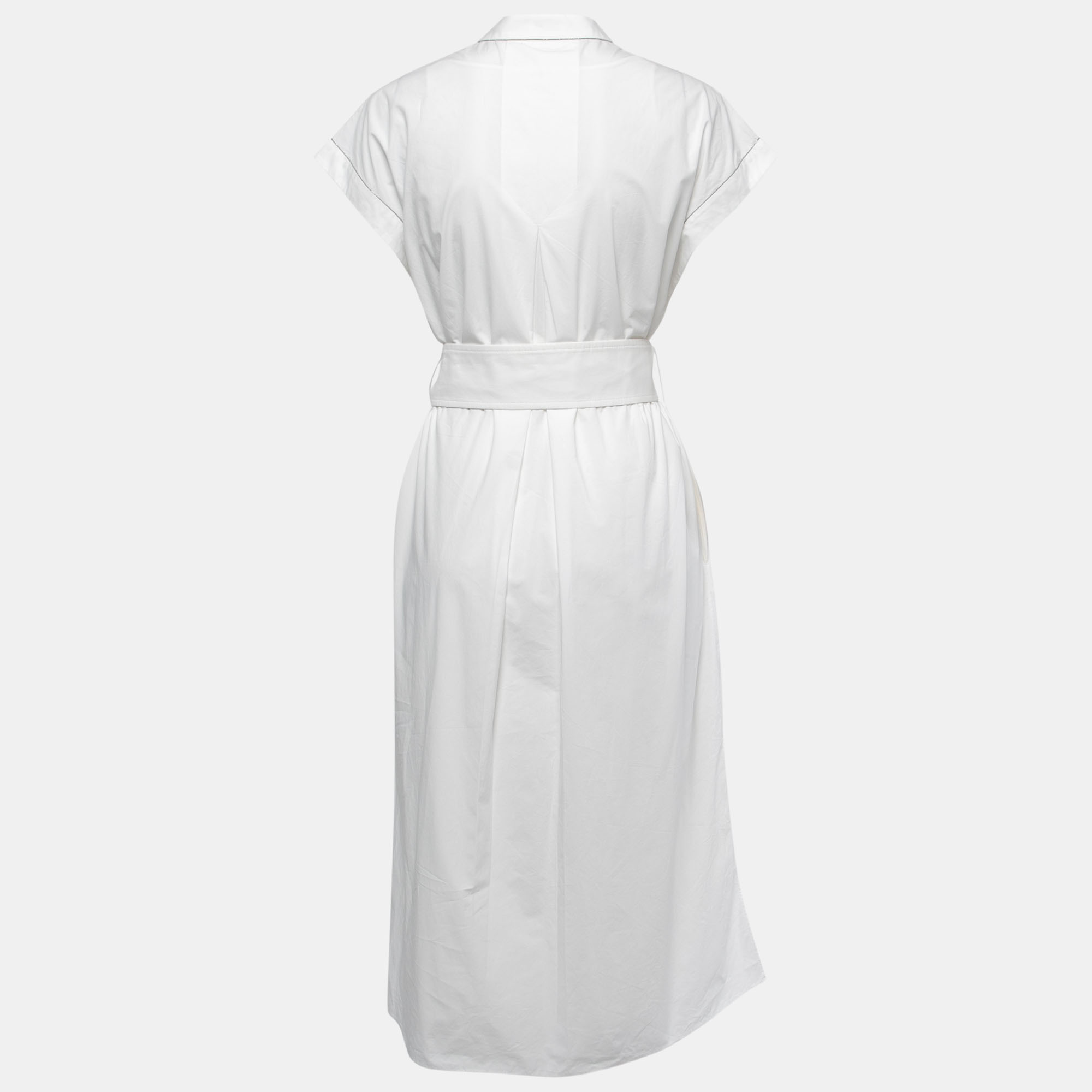 

Brunello Cucinelli White Cotton Embellished Tunic Dress XS