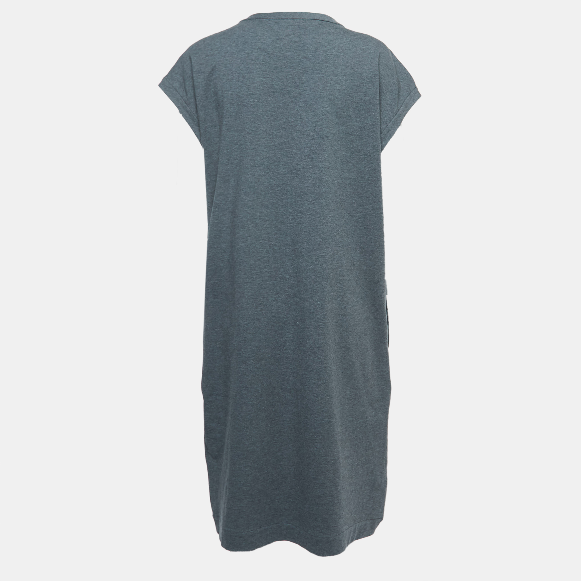 Brunello Cucinelli Grey Logo Embroidered Cotton Sleeveless Short Dress
Brunello Cucinelli Grey Logo Embroidered Cotton Sleeveless Short Dress