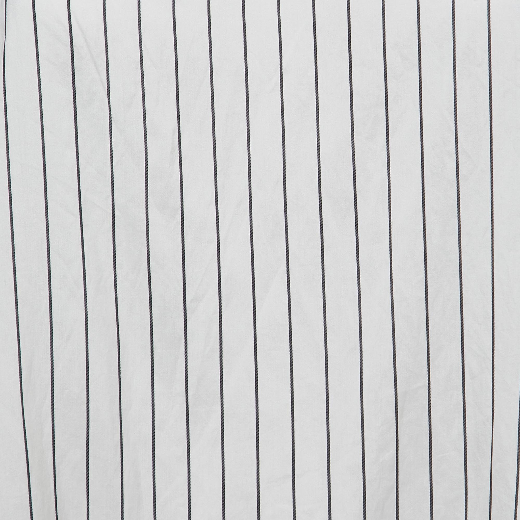 Brunello Cucinelli Off White Striped Sleeveless A-Line Blouse M