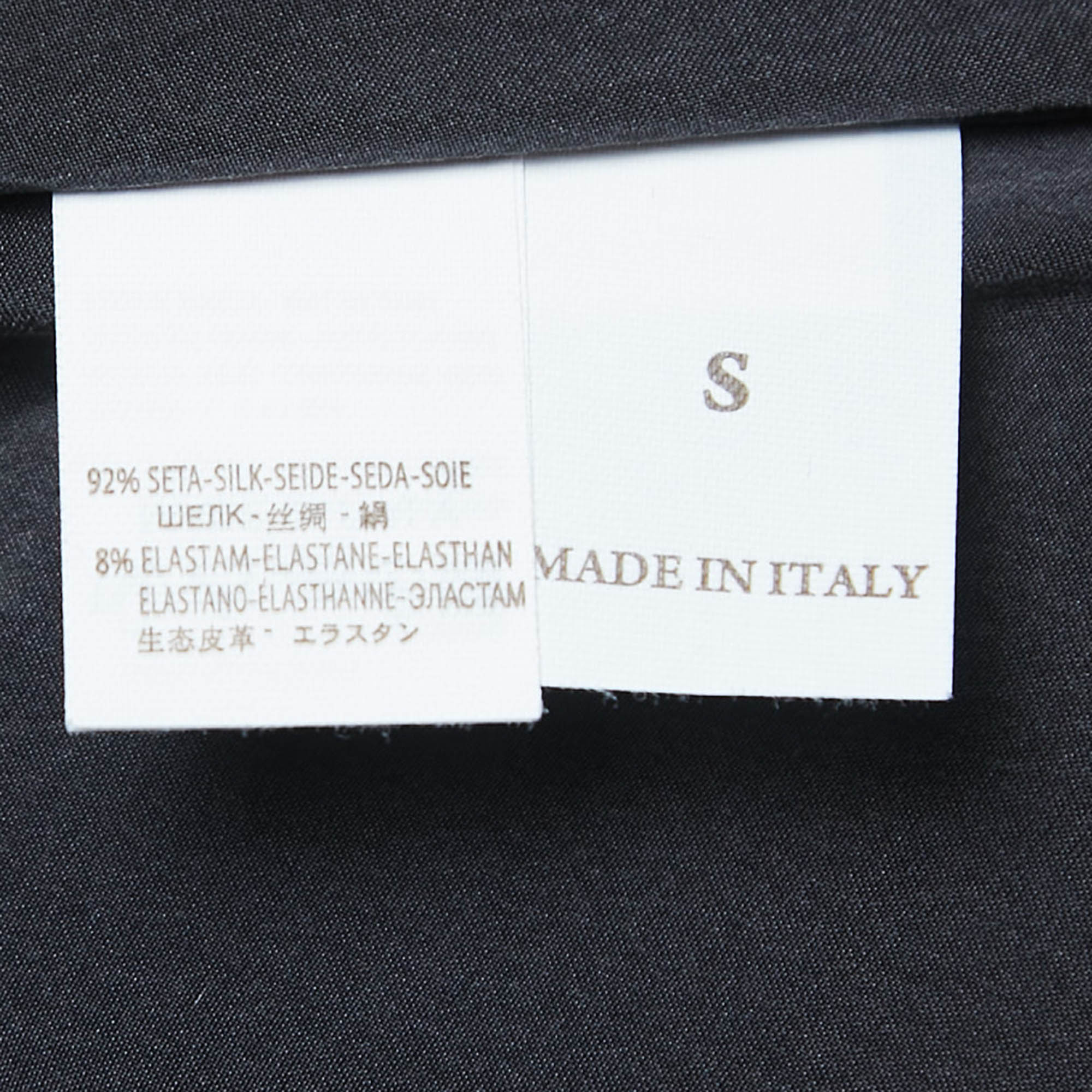 Brunello Cucinelli Grey Stretch Silk Long Sleeve Blouse S
