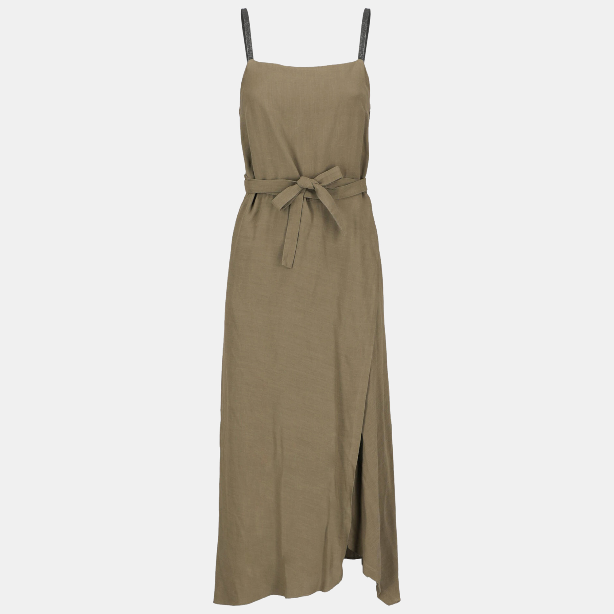 Brunello Cucinelli  Women's Eco-Friendly Fabric Longuette Dress - Brown - S