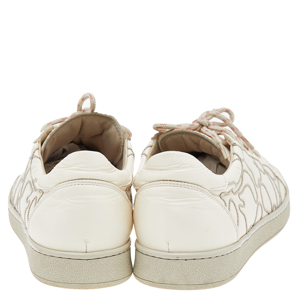 Brunello Cucinelli White Leather Low Top Sneakers Size 38