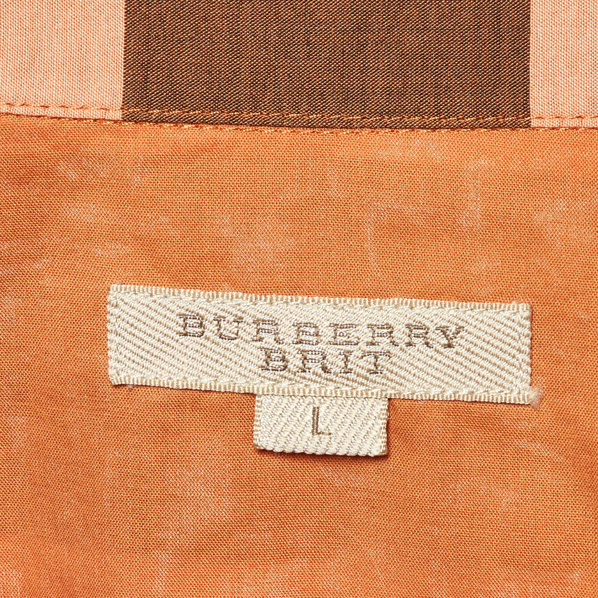 Burberry Brit Orange Nova Checks Cotton Shirt L