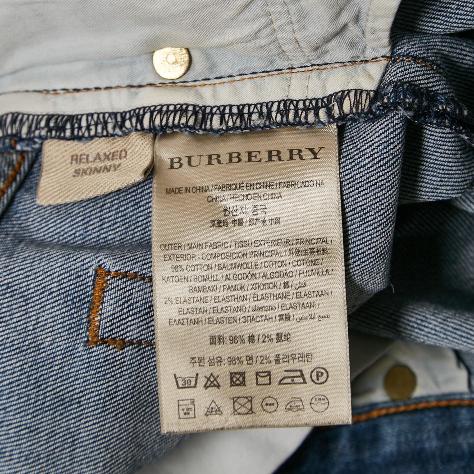 Burberry Brit Blue Denim Relax Skinny Fit Jeans S Waist 26