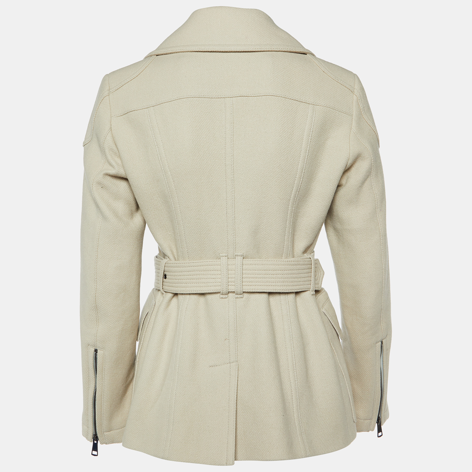 Burberry Brit Beige Wool Double Breasted Coat L