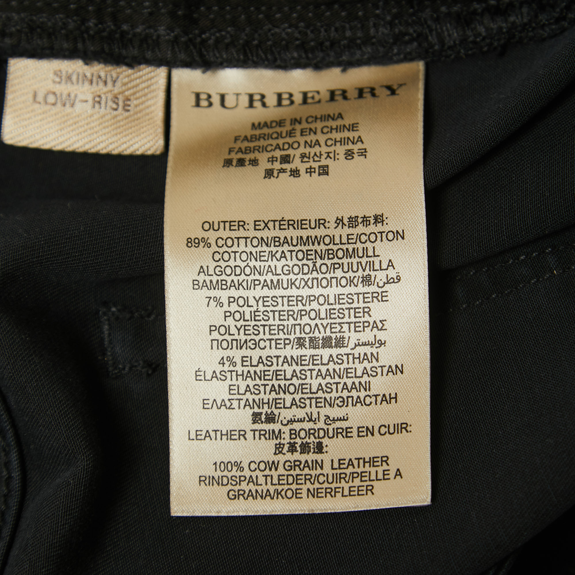 Burberry Brit Black Synthetic Coated Low Rise Jeans L Waist 32