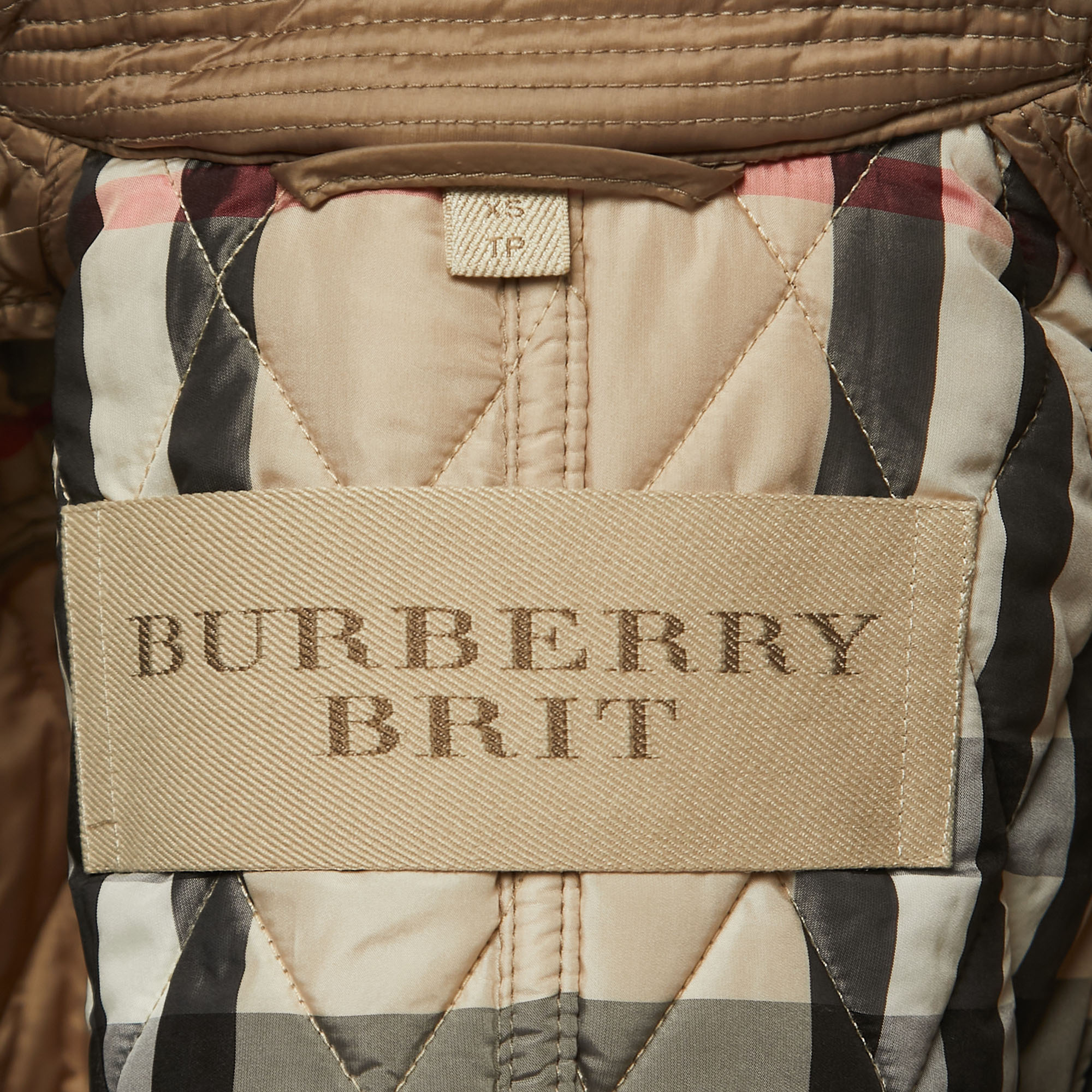 Burberry Brit Beige Nylon Double Breasted Coat XS