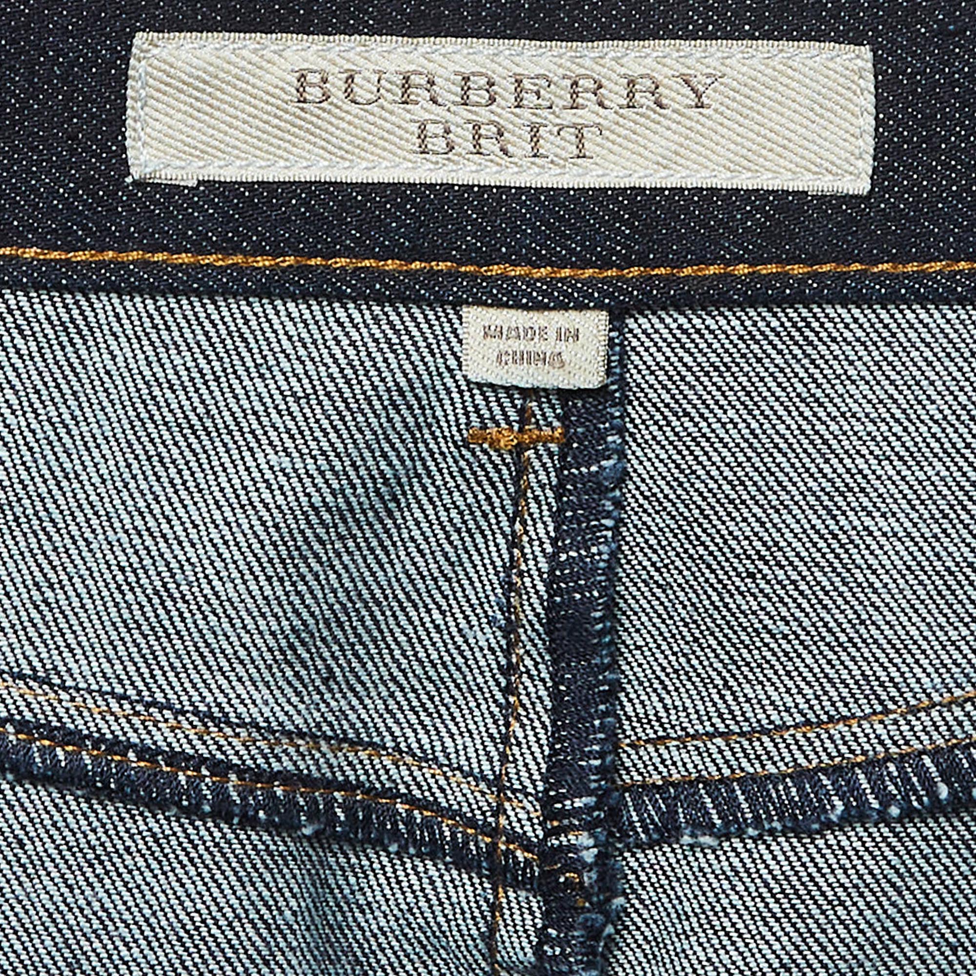 Burberry Brit Dark Blue Denim Knee Length Skirt M